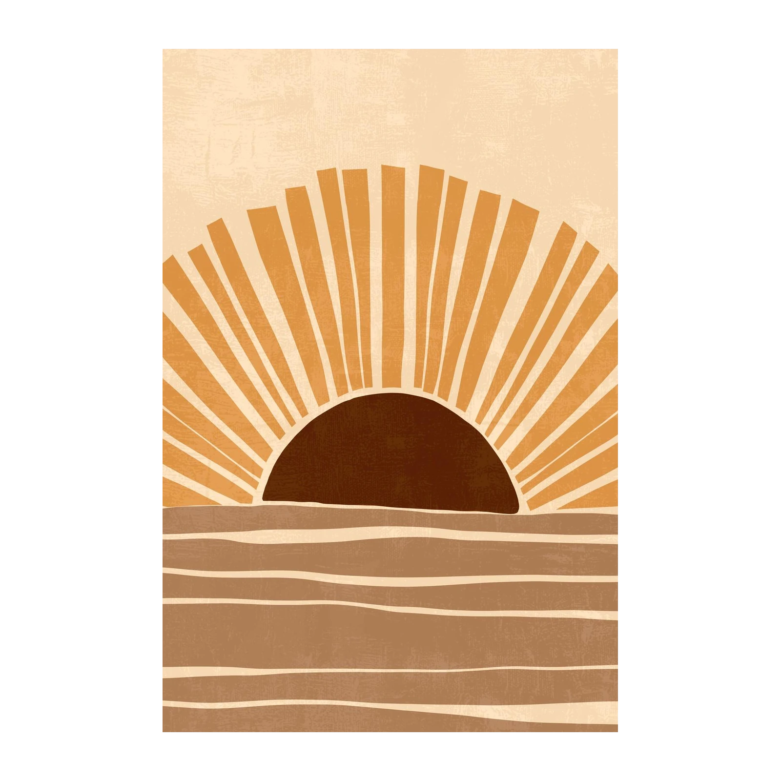 Boho Sunset Ocean Abstract Wall Art