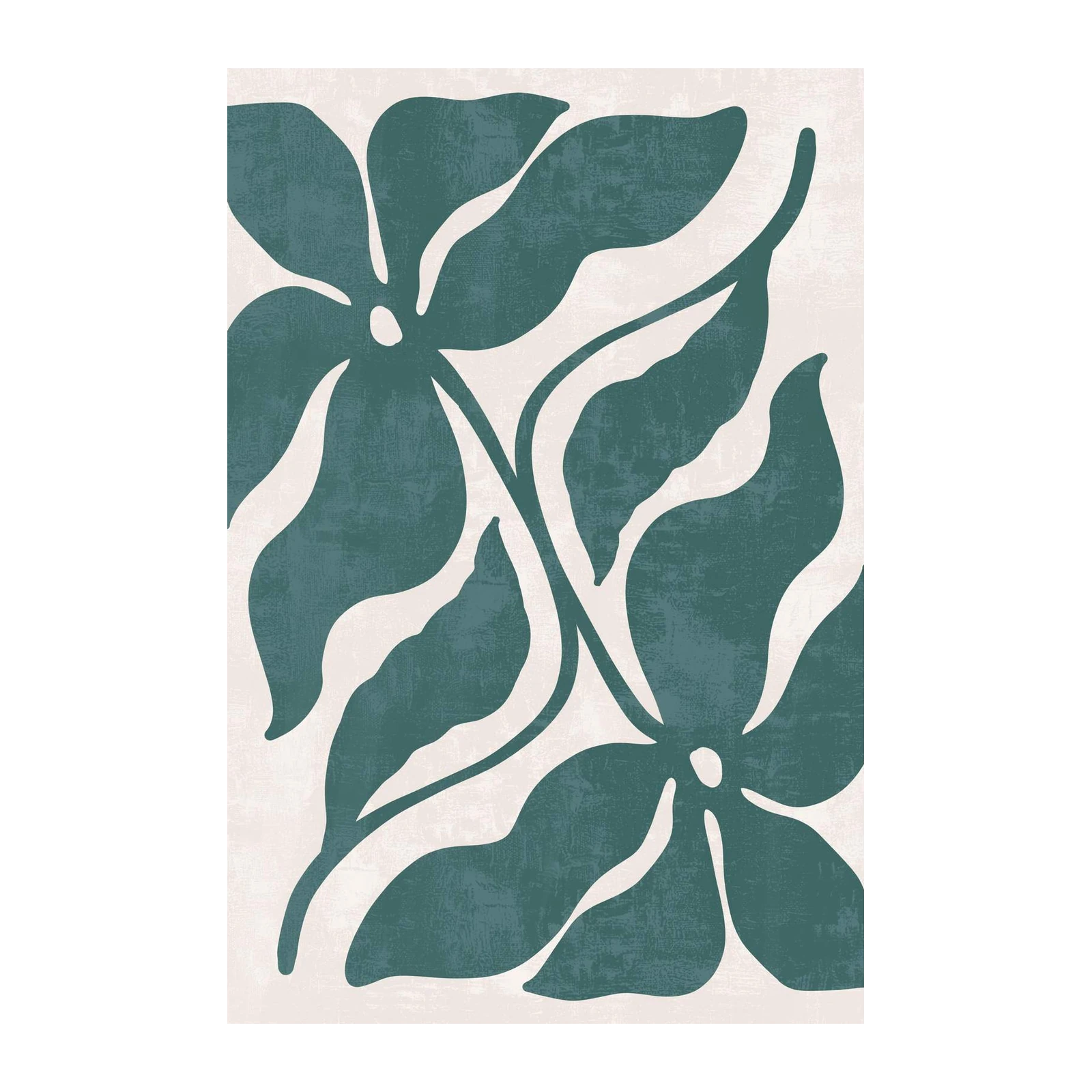 Serene Teal Botanical Abstraction Wall Art