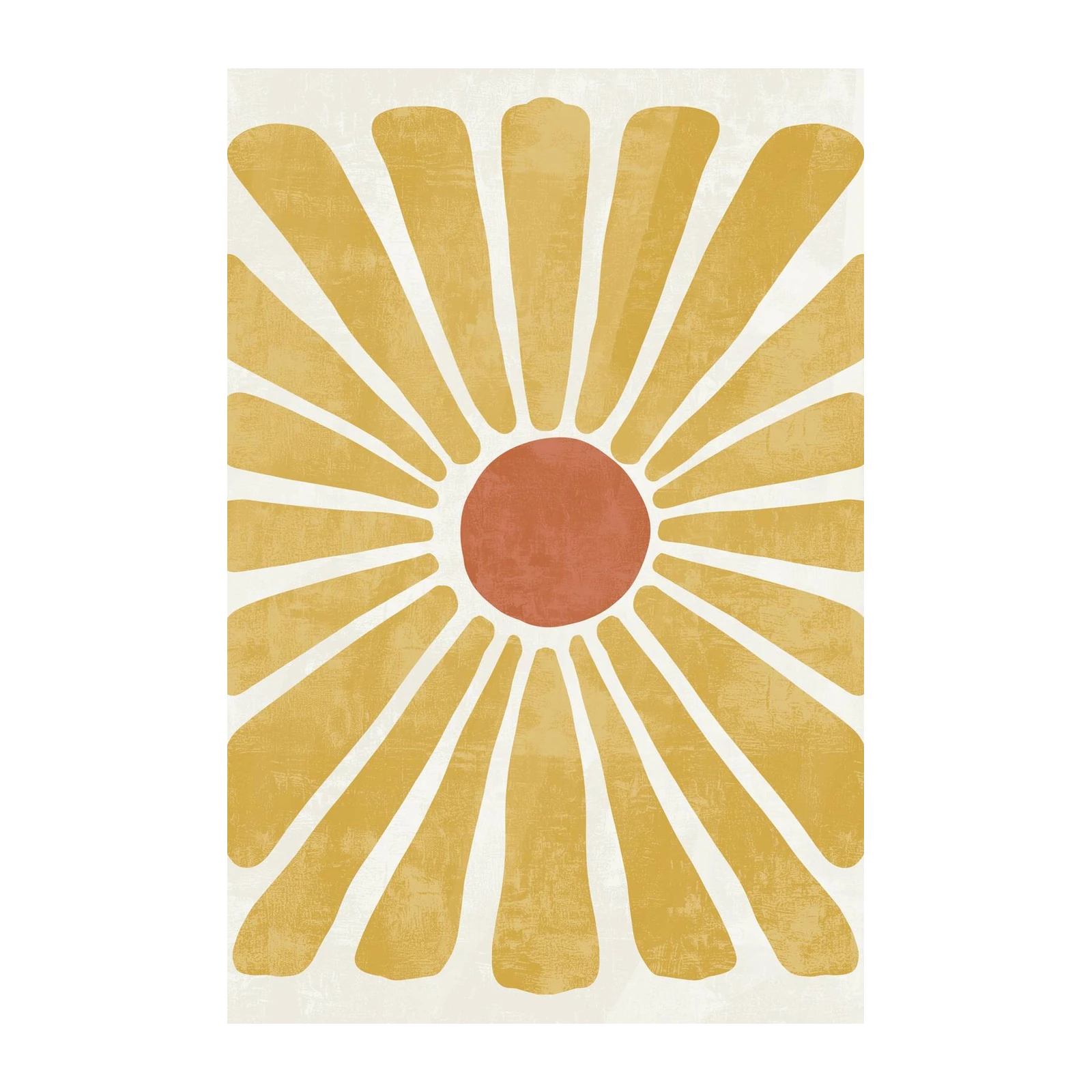 Mid-Century Sunburst Yellow & Terracotta Wall Art