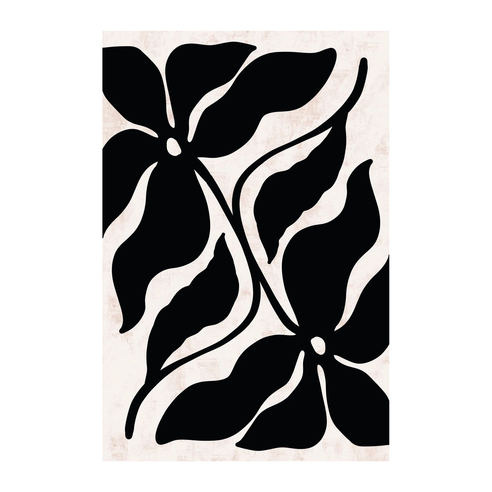 Modern Black Floral Abstract Wall Art