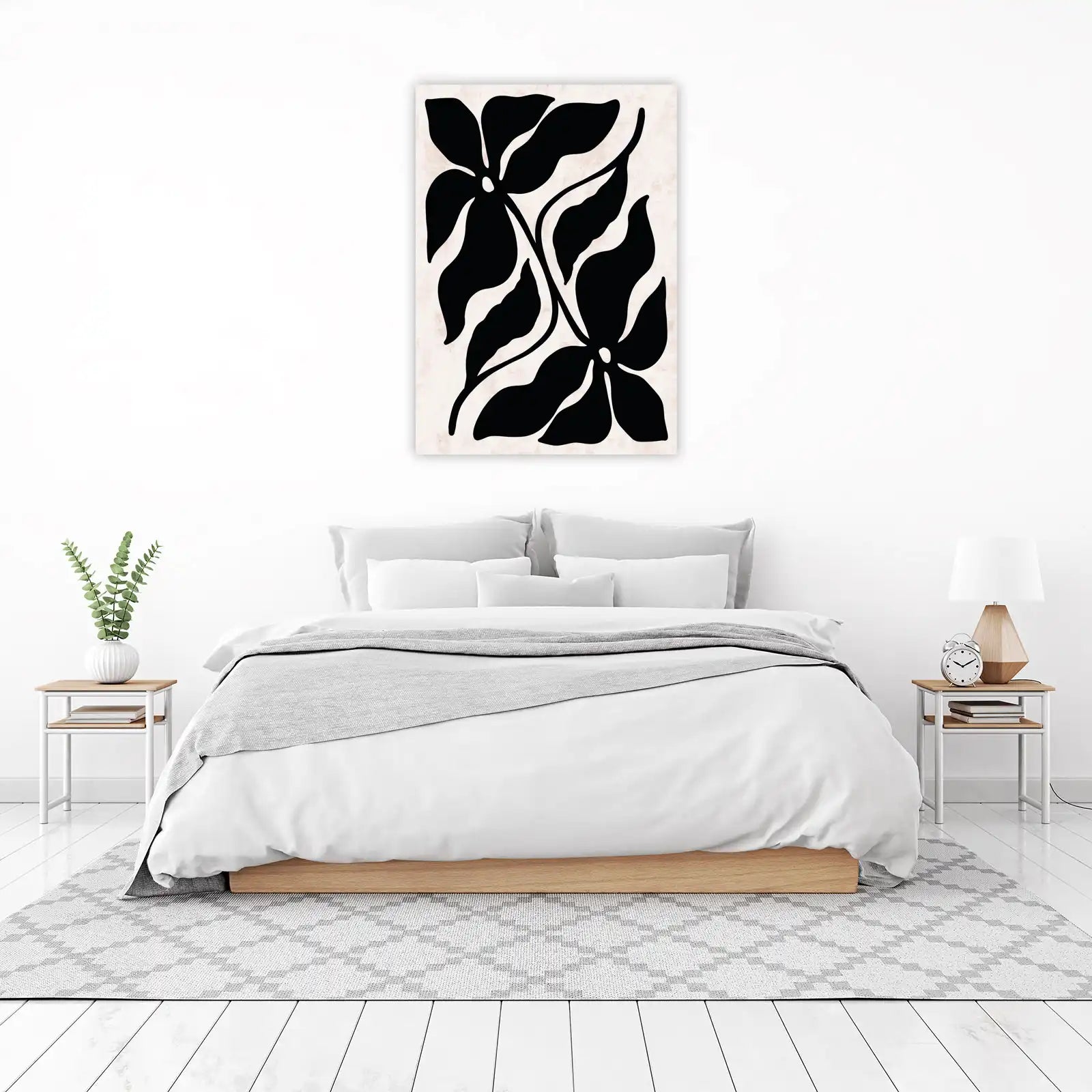 Modern Black Floral Abstract Wall Art