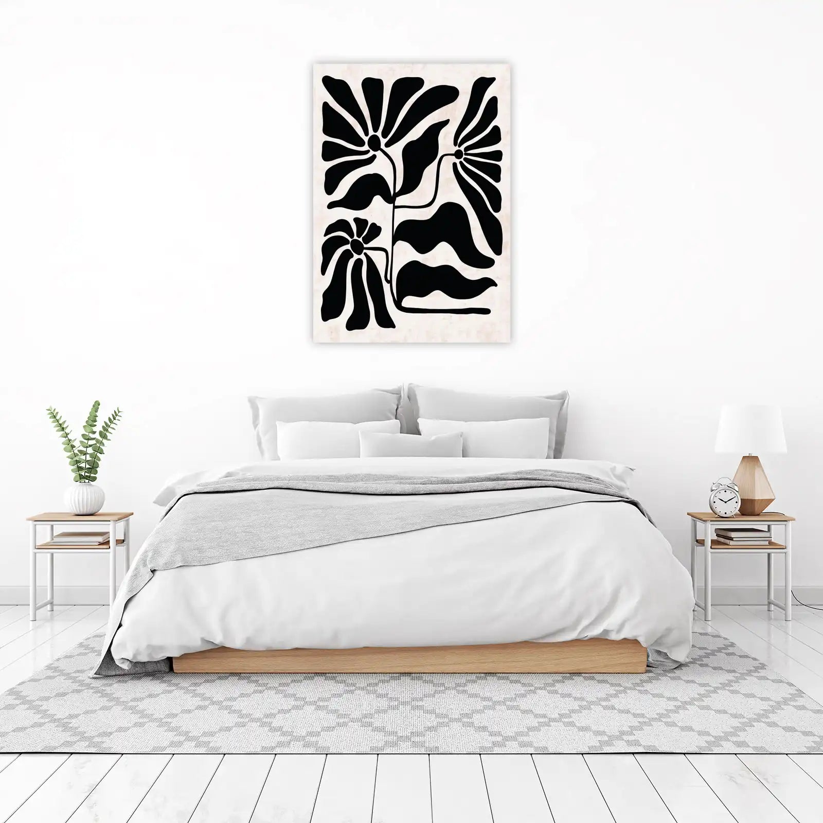 Modern Black Floral Abstract Wall Art