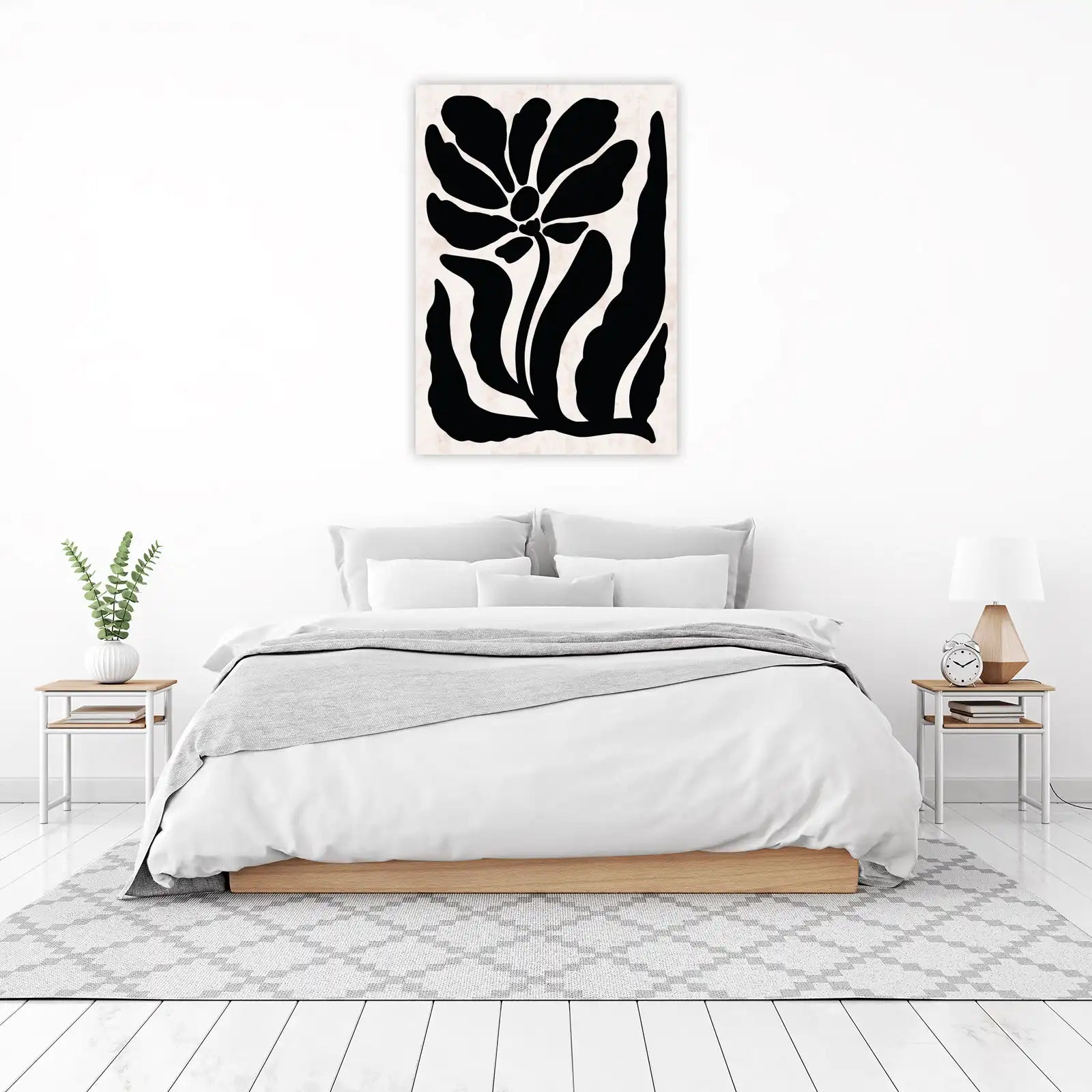 Bold Black Floral Abstract Matisse Style Wall Art