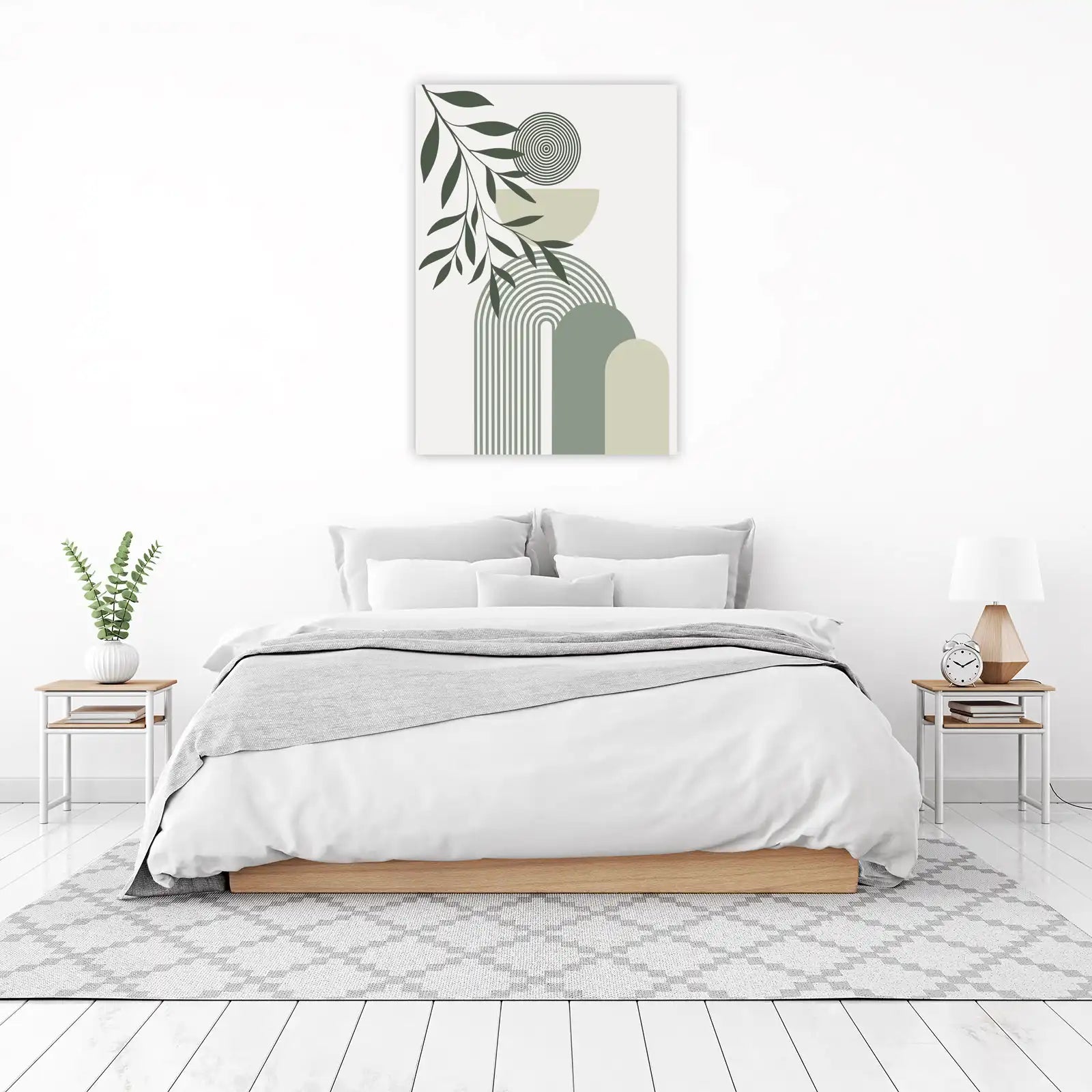 Boho Arch & Leaf Mid Century Modern Wall Art
