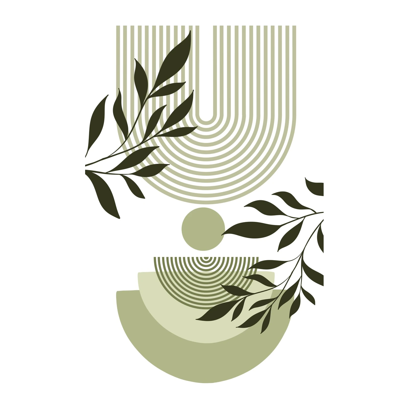 Boho Mid-Century Leaf Arch Wall Art