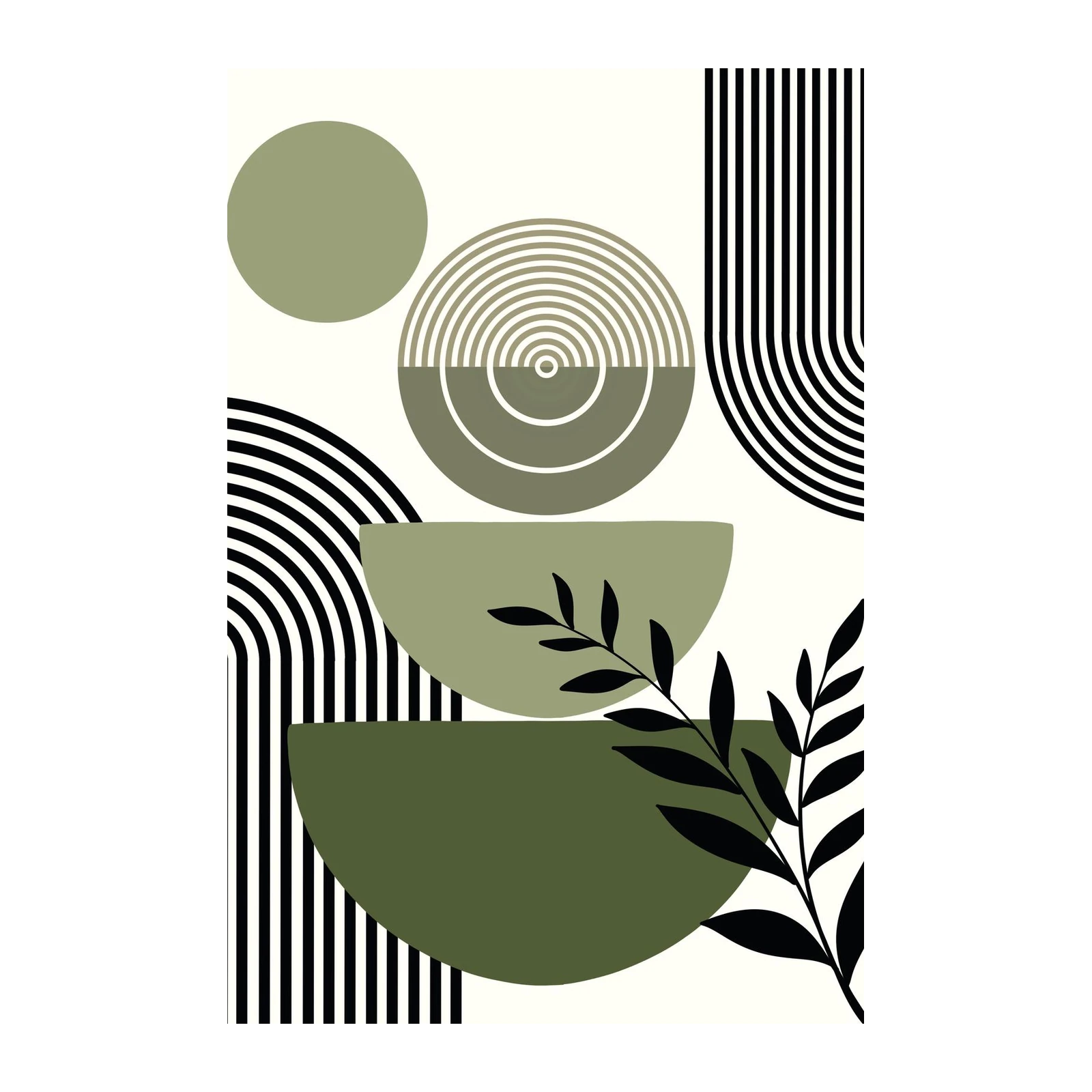 Modern Sage Abstract Circles & Arches Wall Art