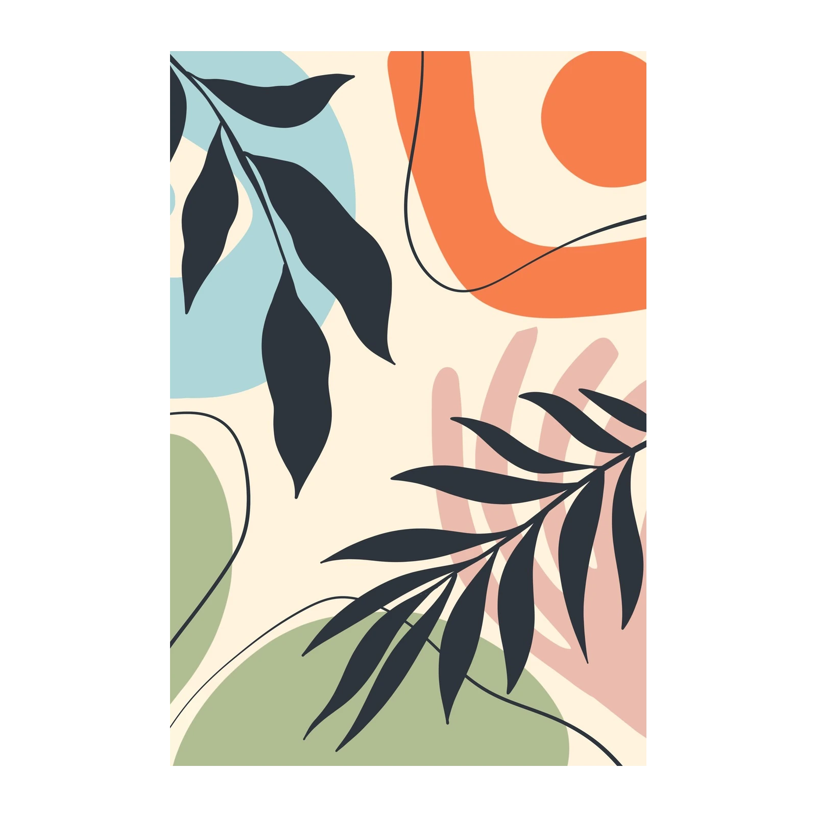 Boho Leaf Abstract Mid-Century Modern Wall Art