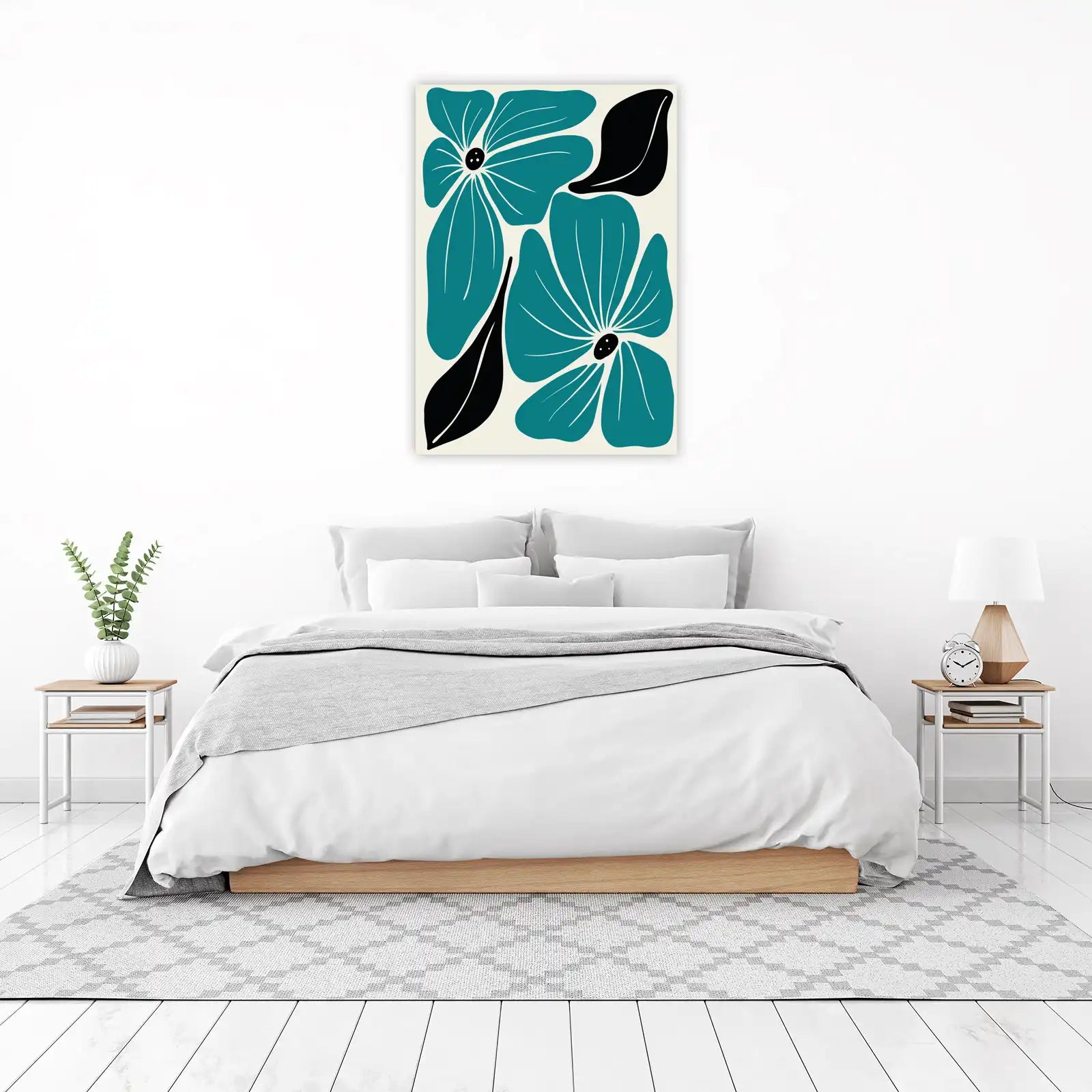 Modern Teal Floral Art Wall Art