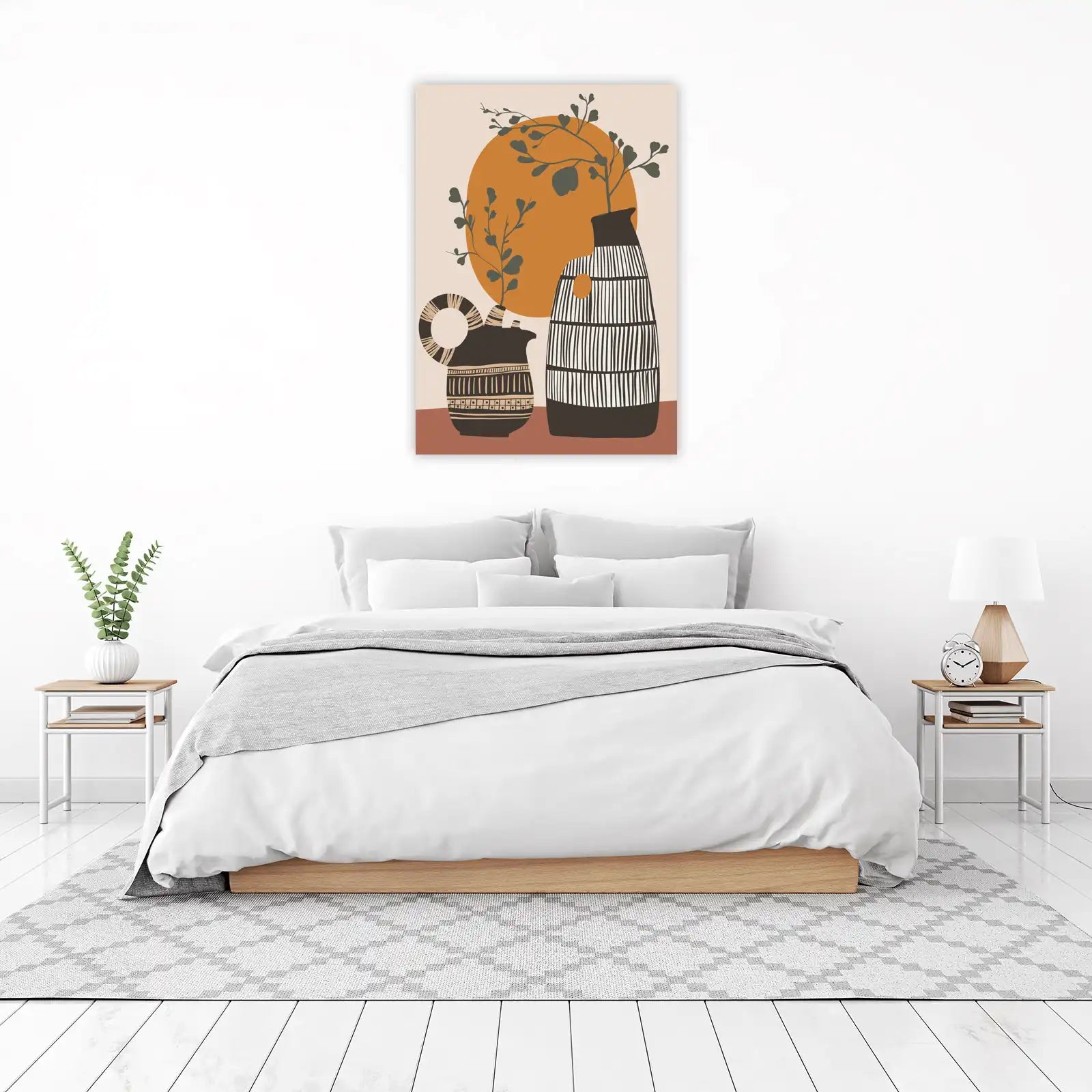 Mid Century Modern Vases & Sun Wall Art