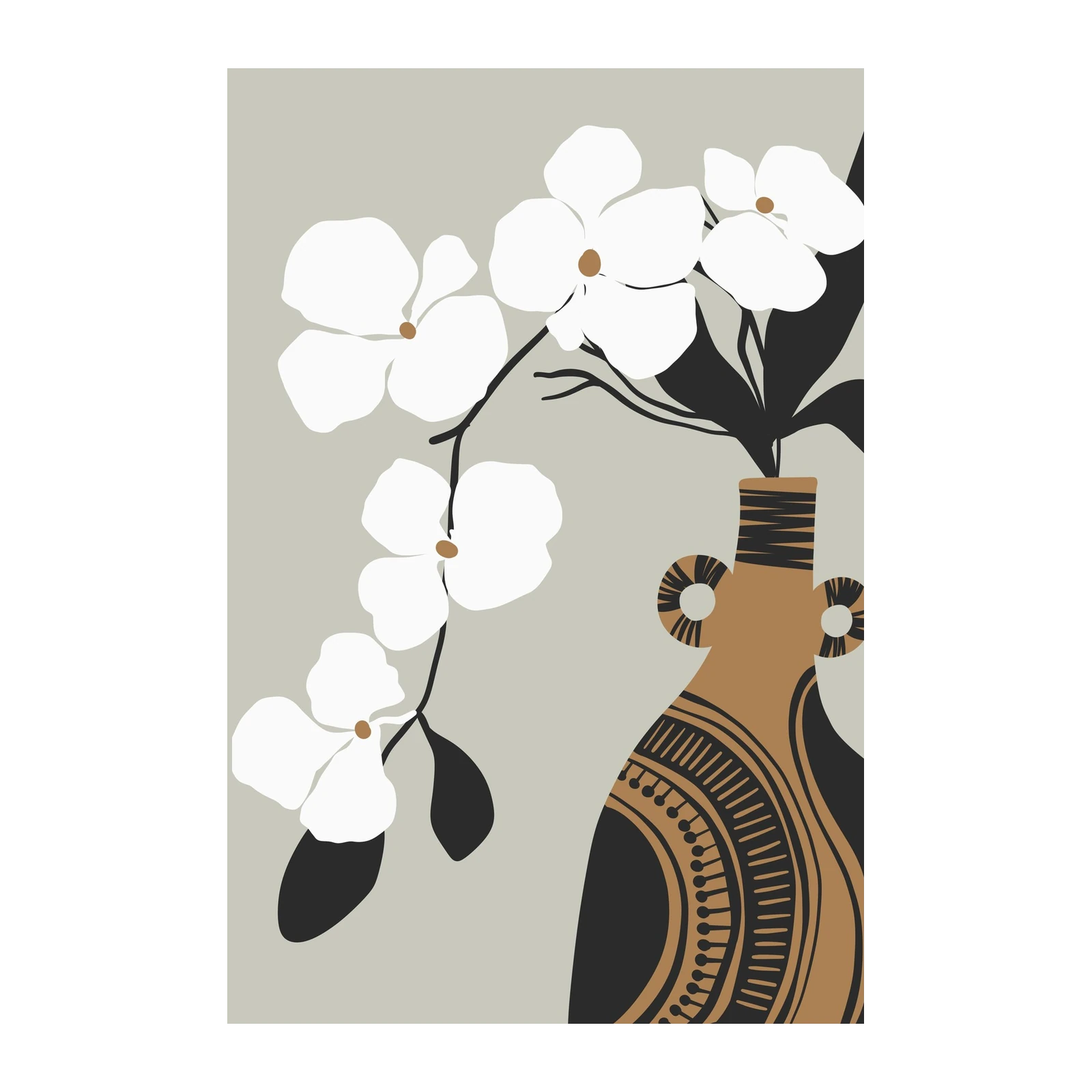 Modern Botanical Orchid Vase Wall Art