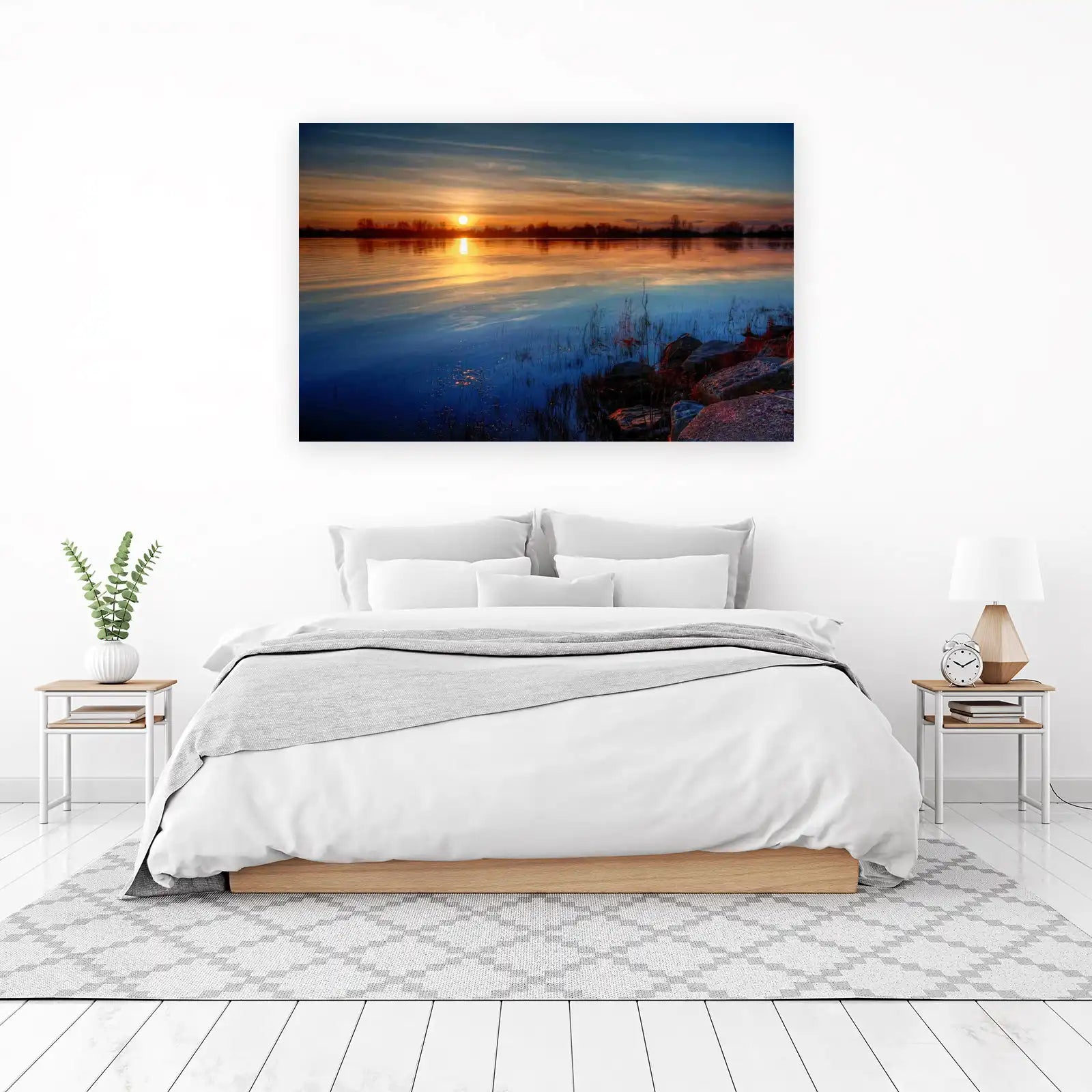 Serene Sunset Lake Reflection Wall Art