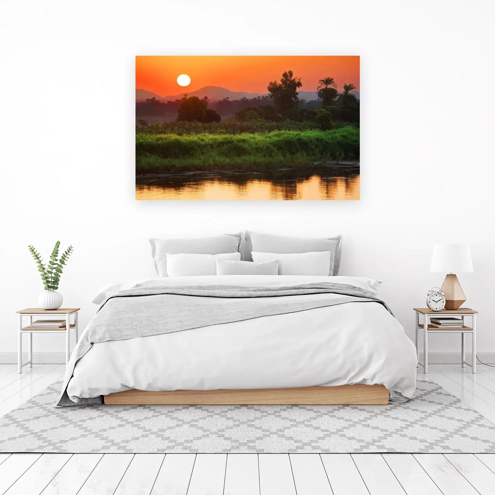 Serene Sunset River Oasis Wall Art