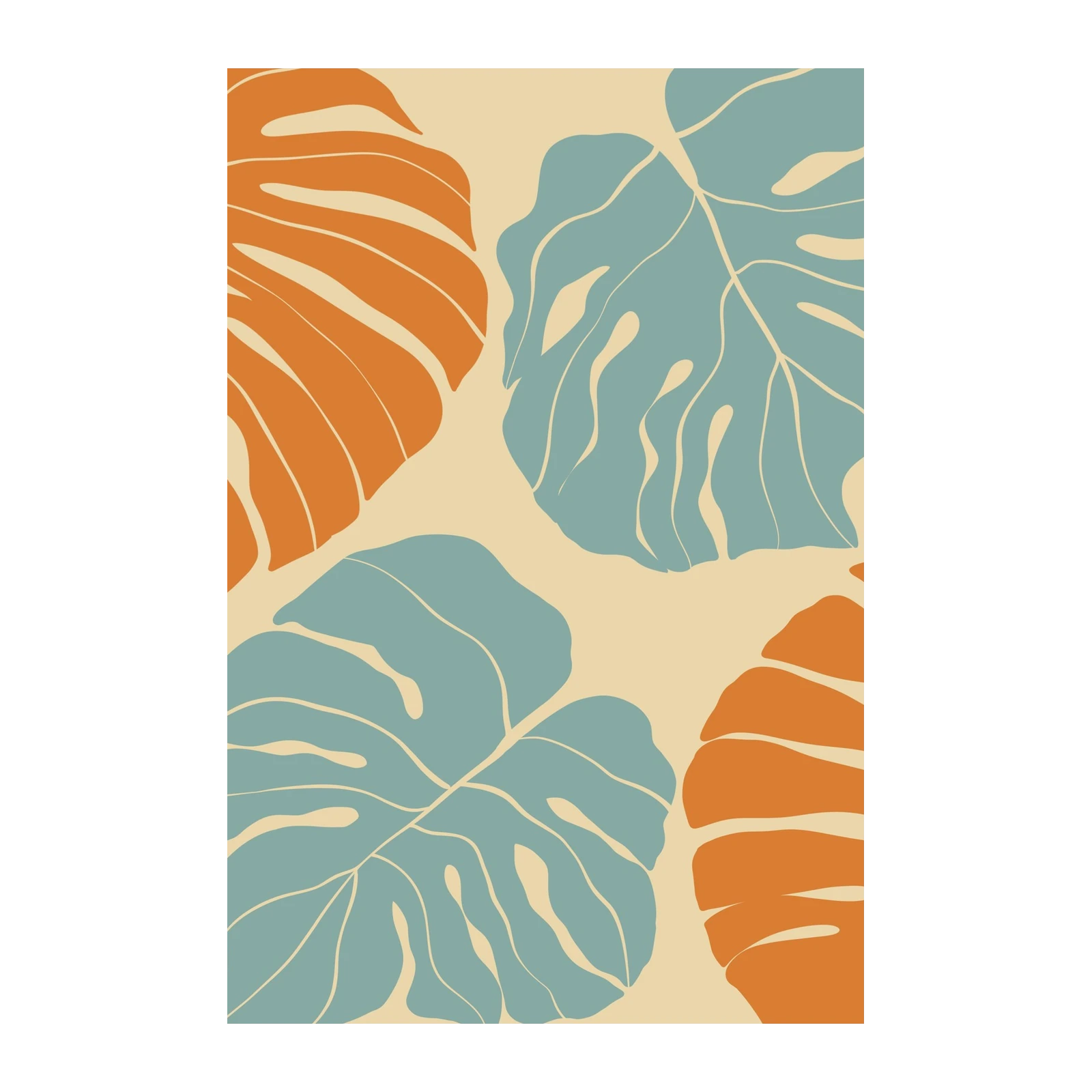 Boho Monstera Leaf Abstract Wall Art