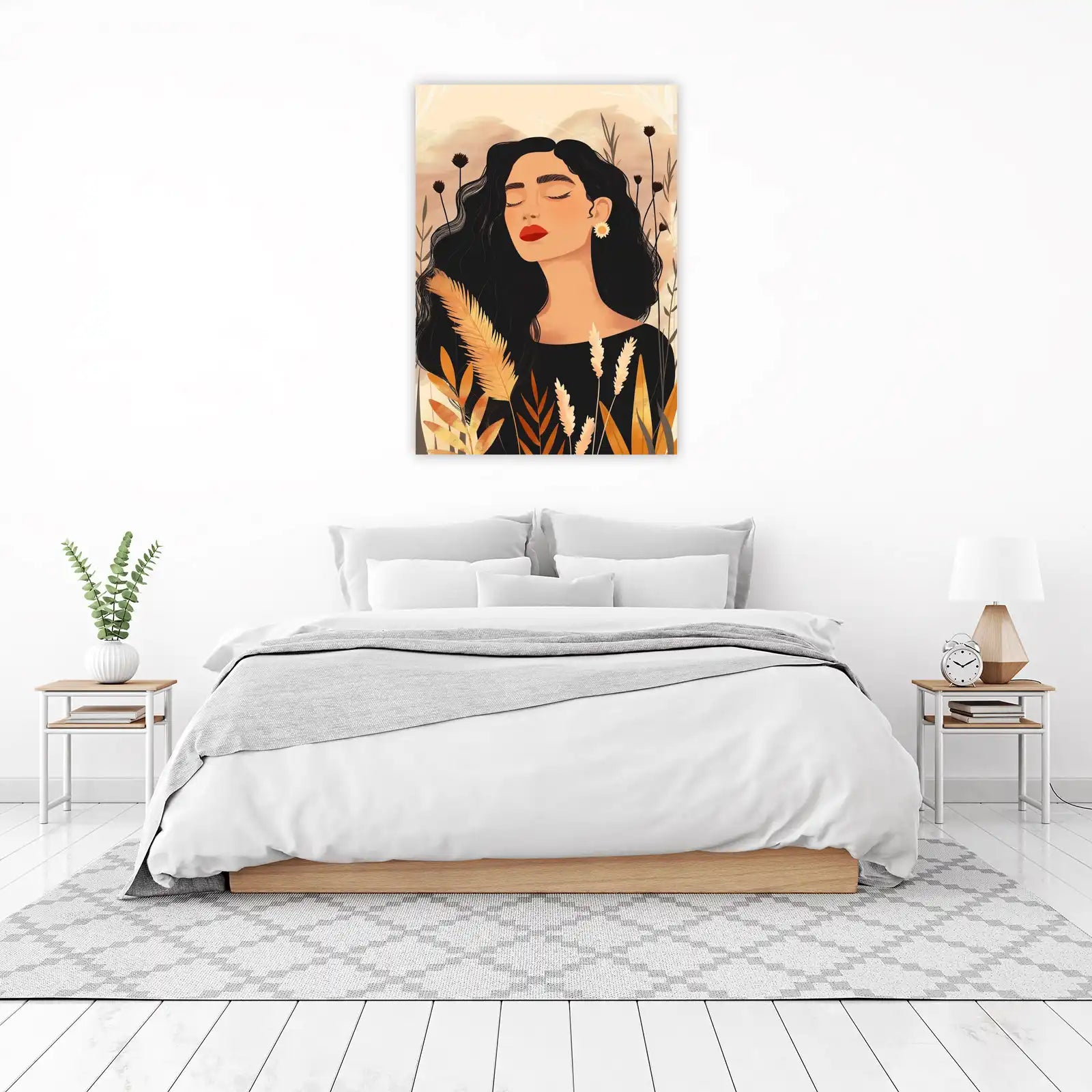 Serene Woman Floral Art Wall Art