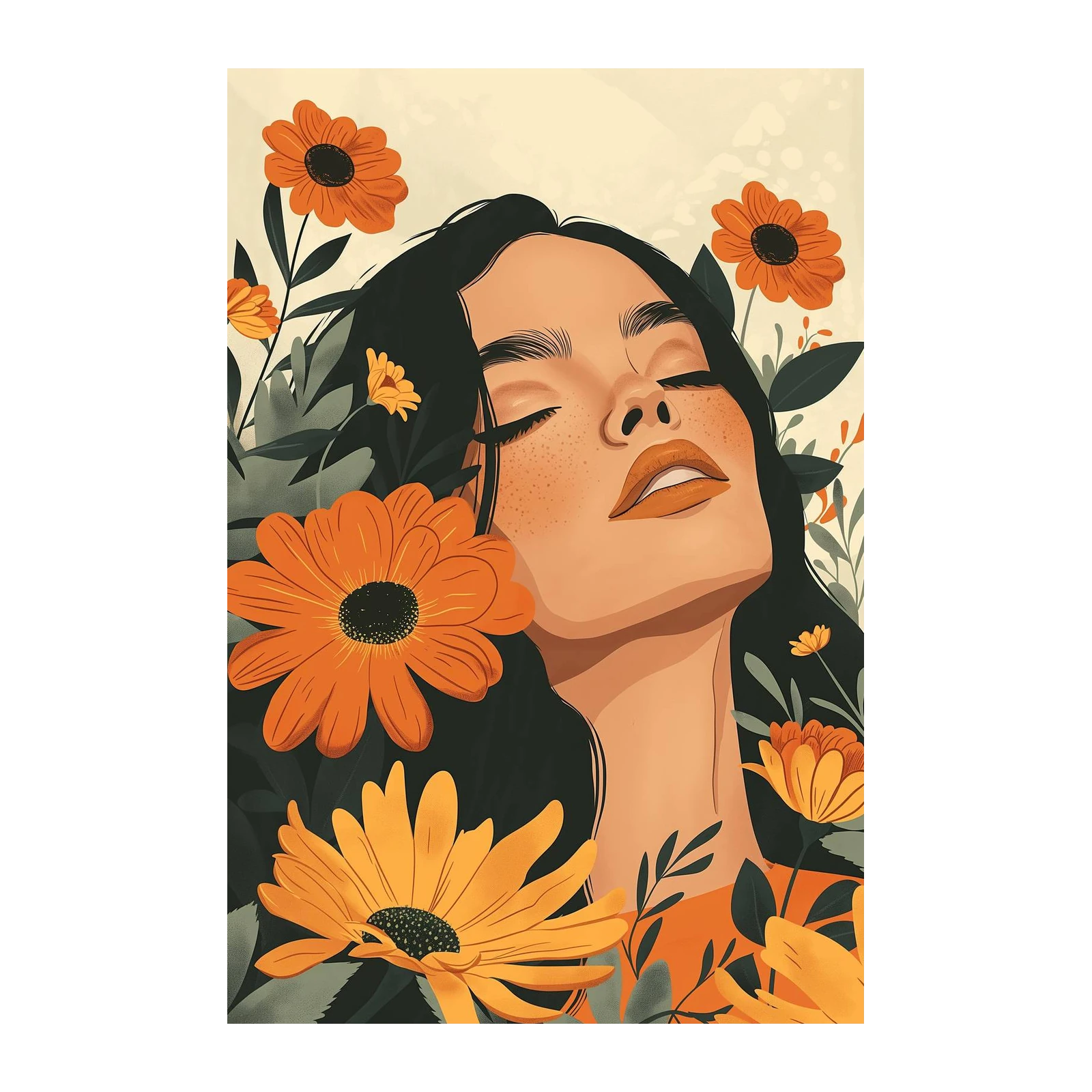Serene Floral Portrait Wall Art