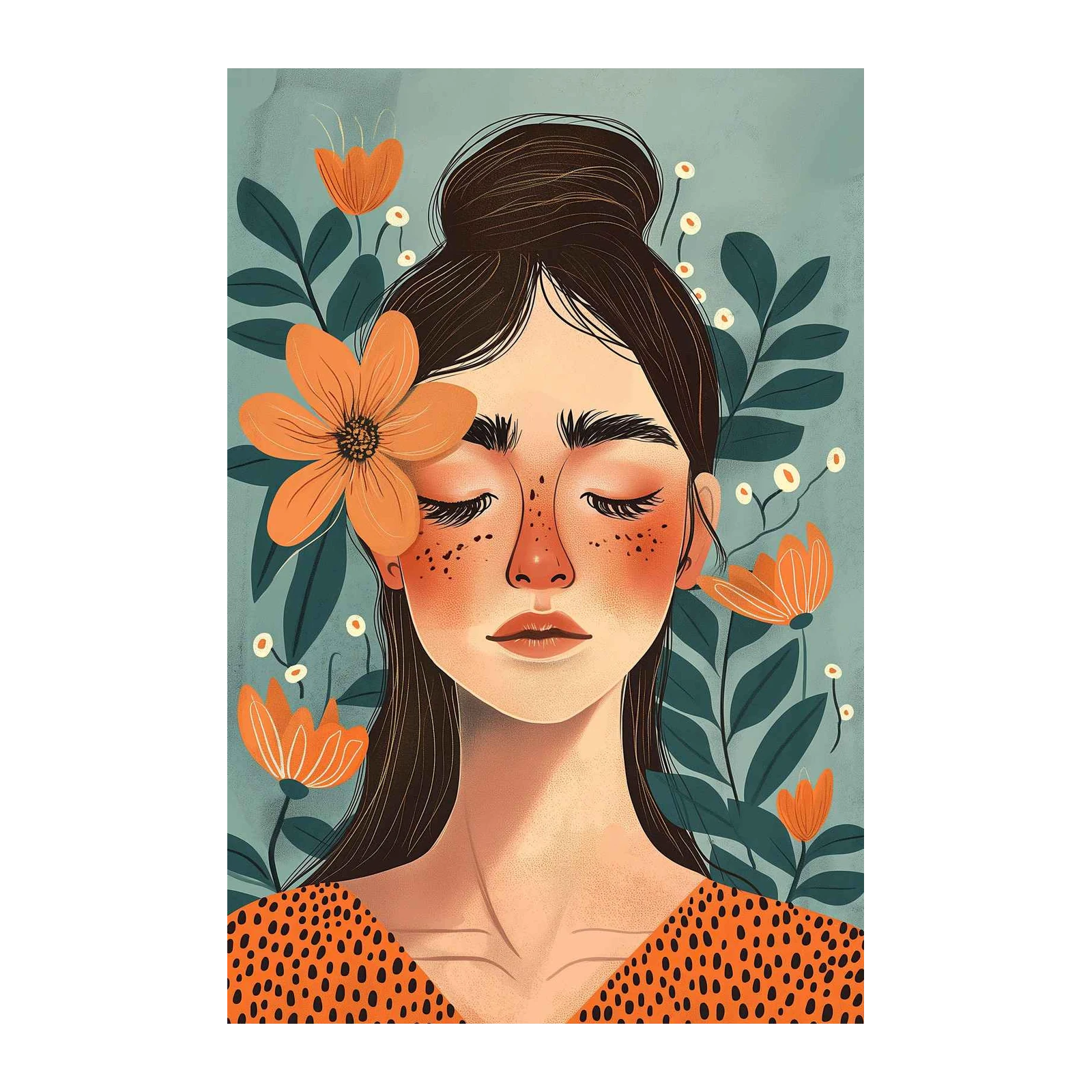 Serene Bloom Portrait Boho Wall Art