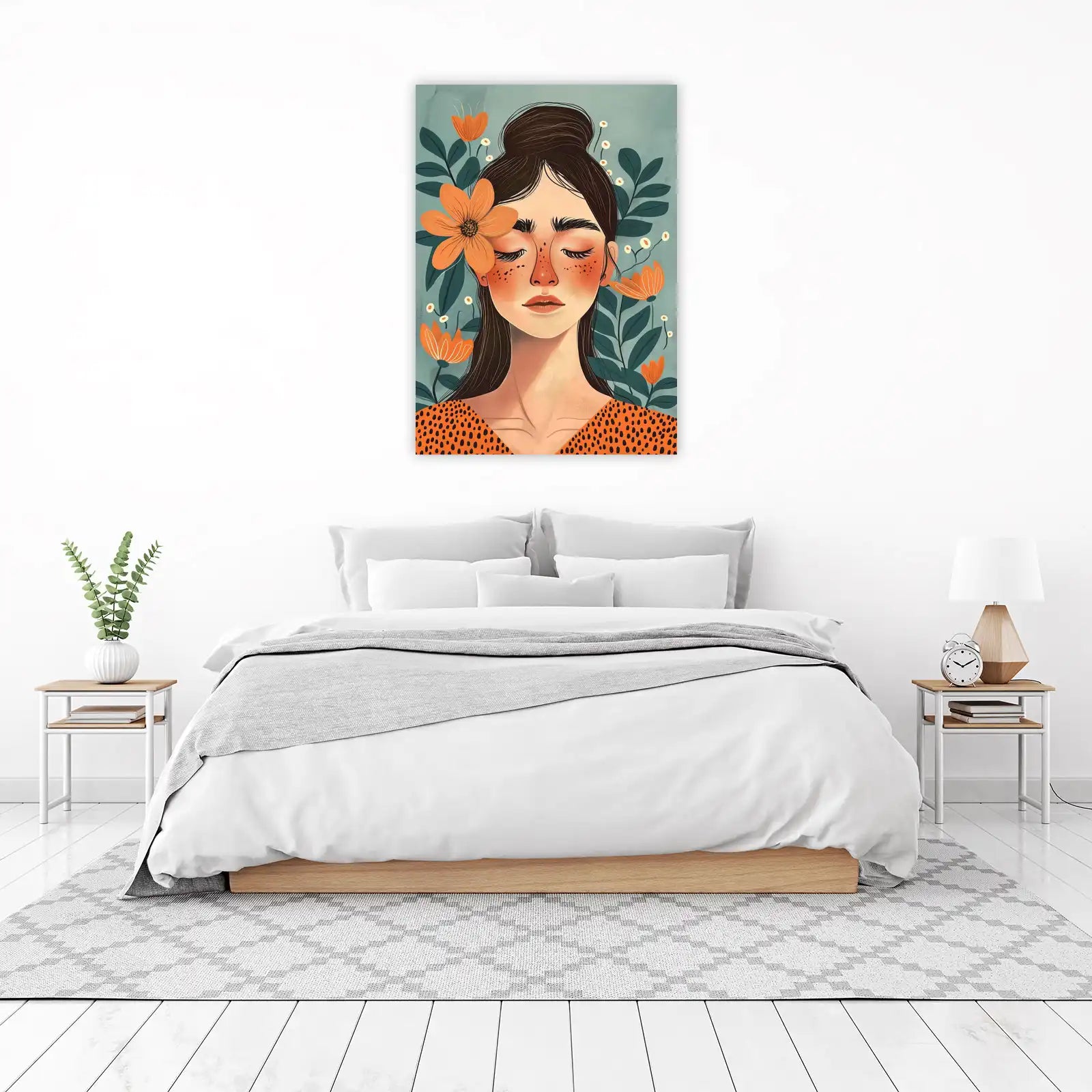 Serene Bloom Portrait Boho Wall Art