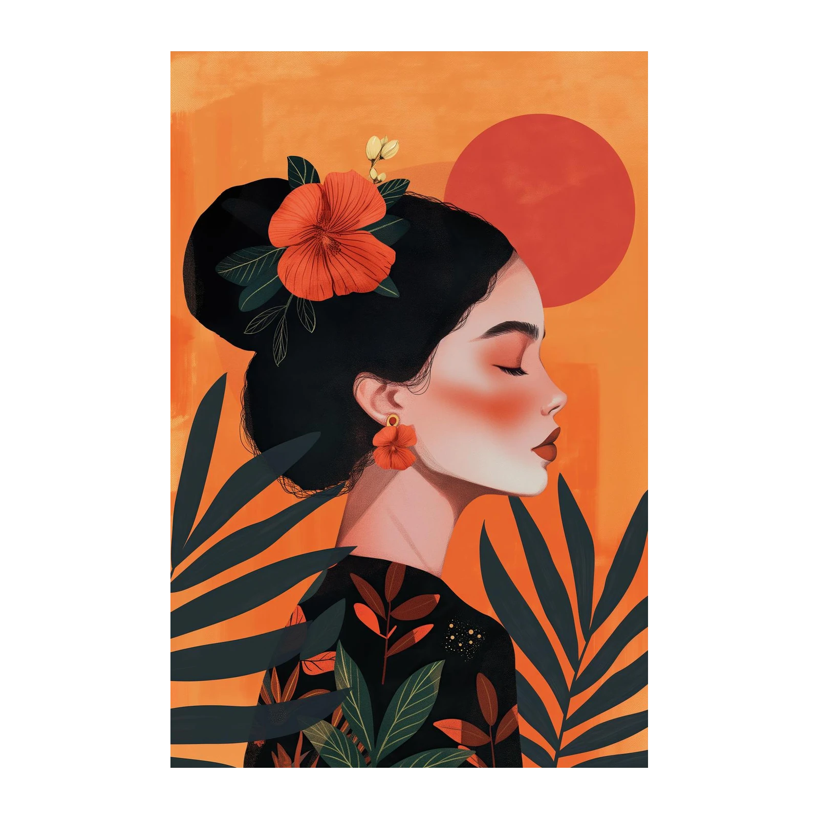 Bohemian Chic Floral Portrait Wall Art
