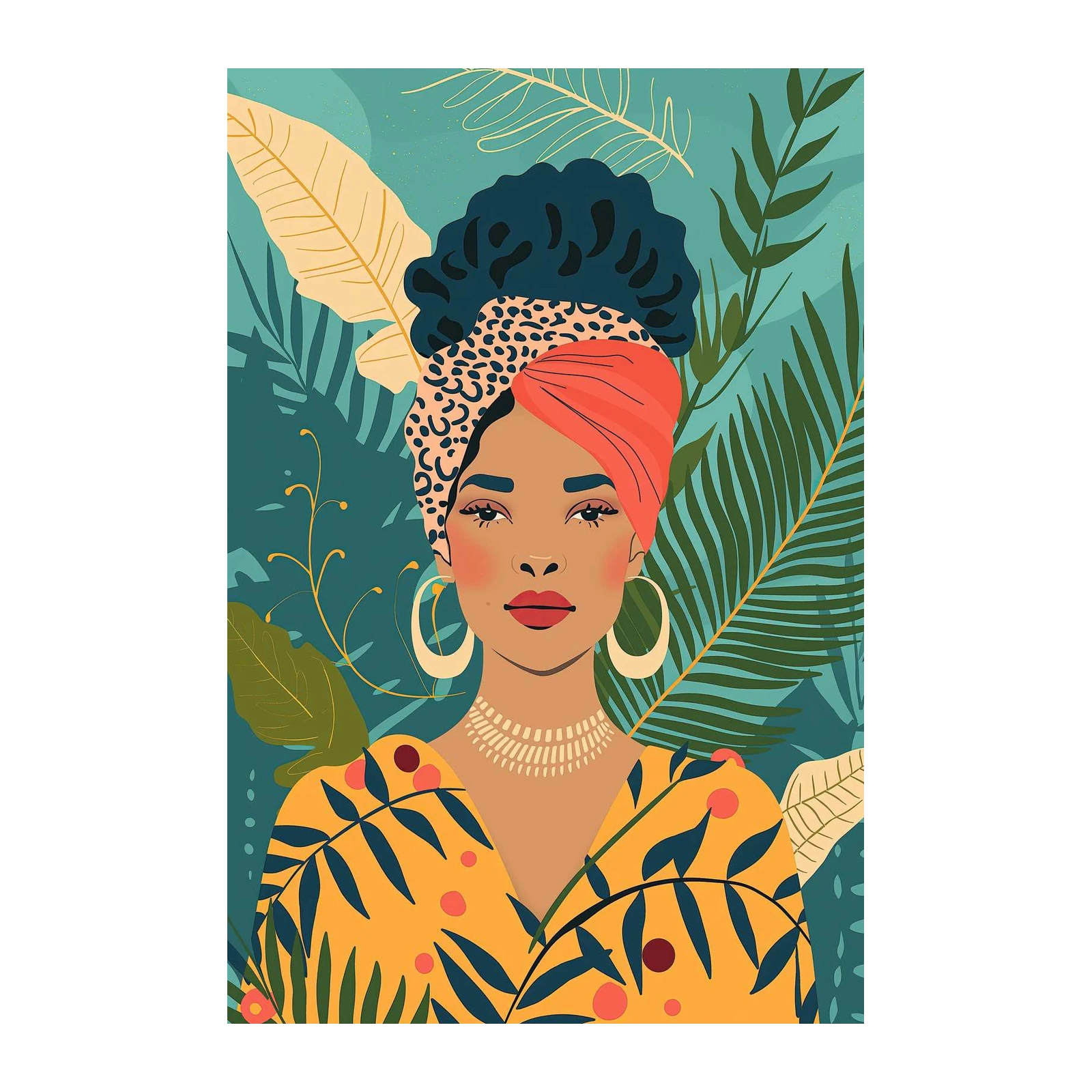 Vibrant Tropical Woman Wall Art