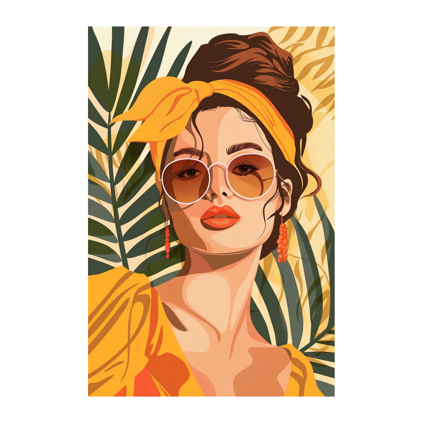 Vibrant Tropical Chic Woman Wall Art