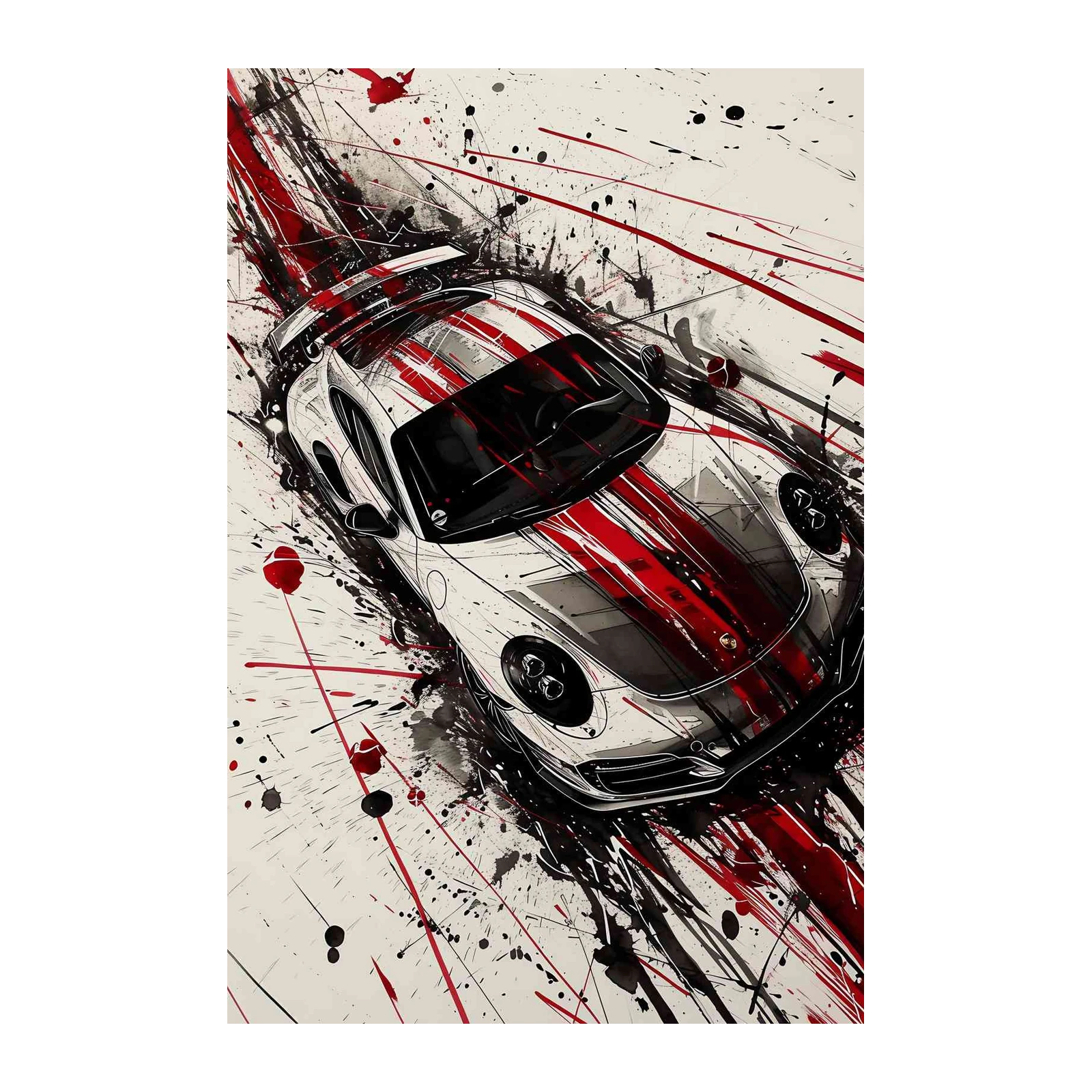 Dynamic Red & Black Porsche Wall Art
