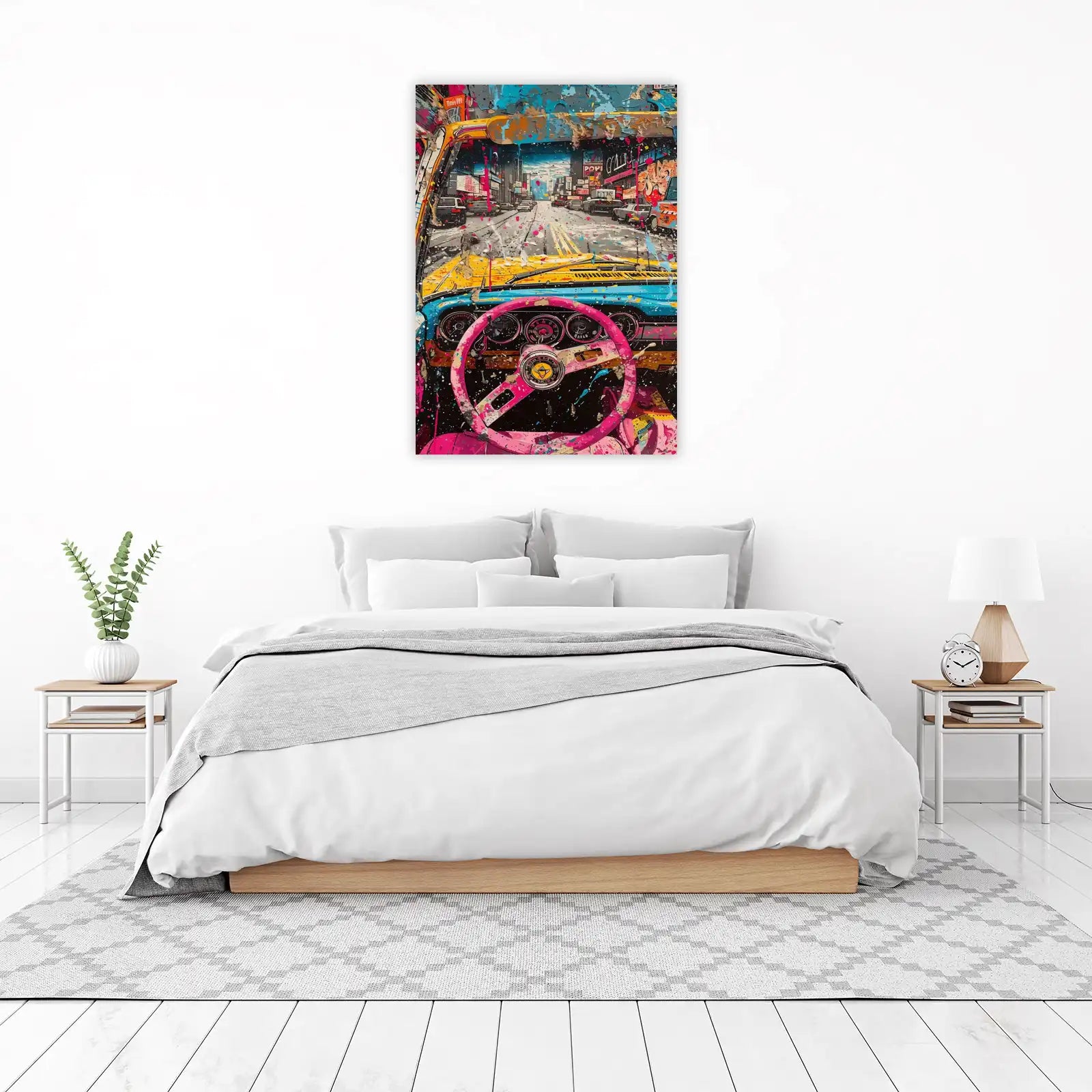 Vibrant Graffiti Car Interior Wall Art