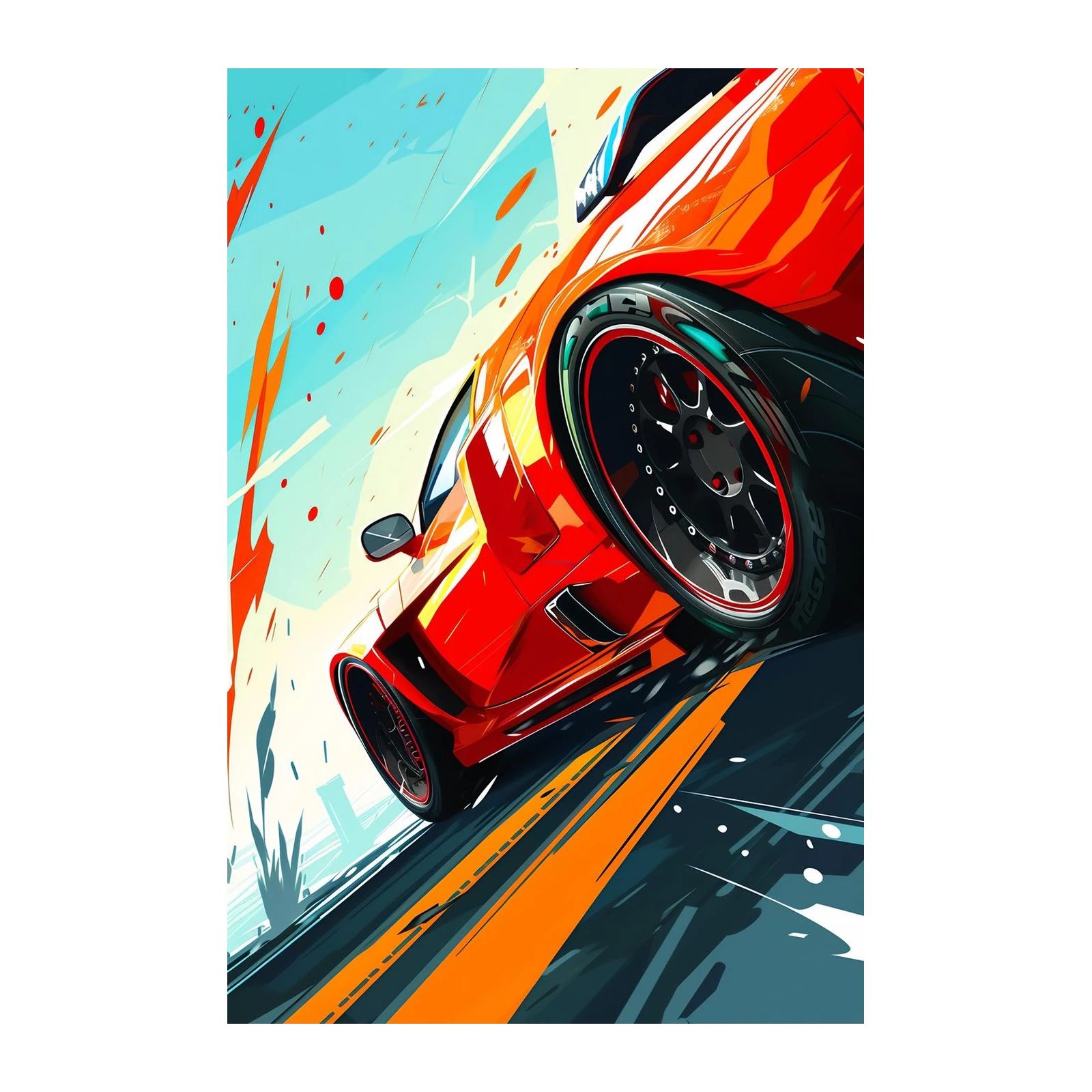 Dynamic Red Sports Car Speed Wall Art
