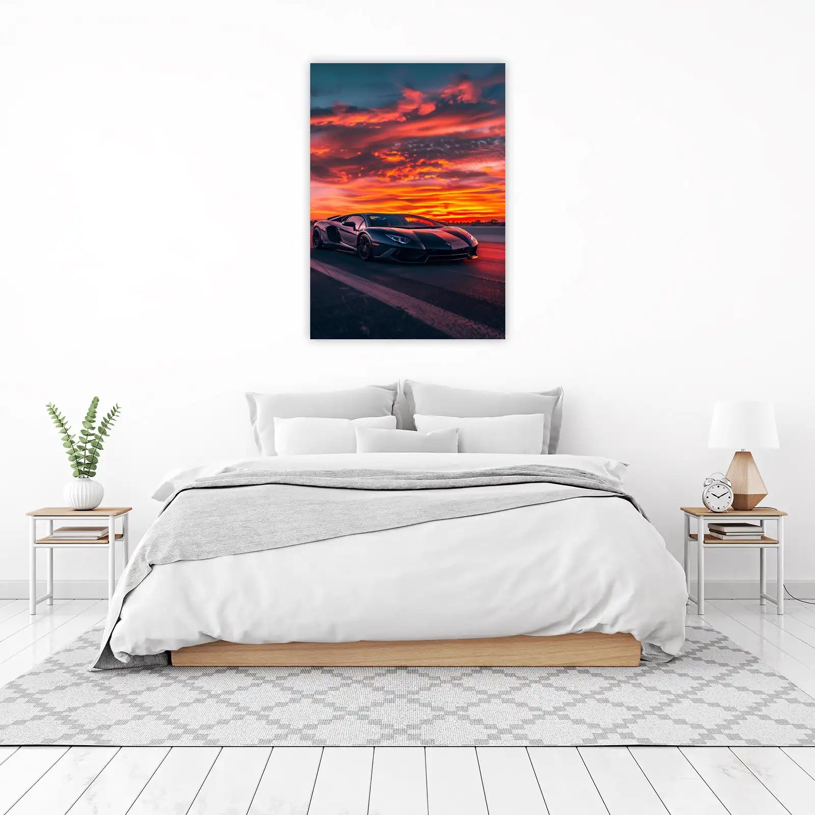 Luxury Sports Car Sunset Wall Art