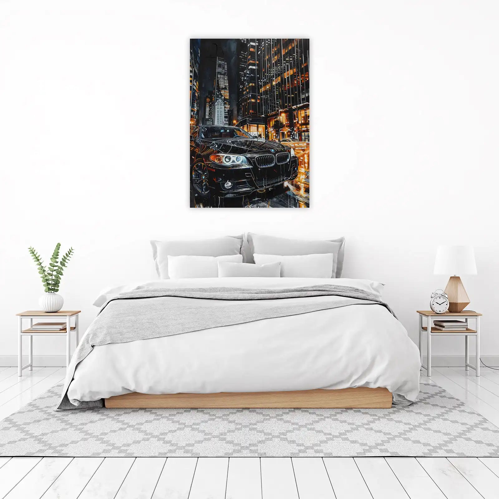 Luxury Night Drive Cityscape BMW Wall Art