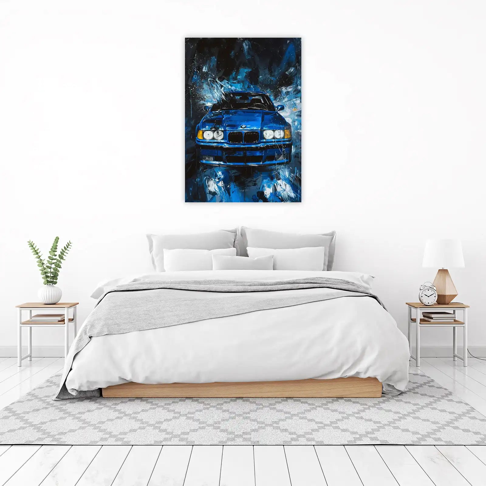 Bold Blue BMW E36 Abstract Wall Art