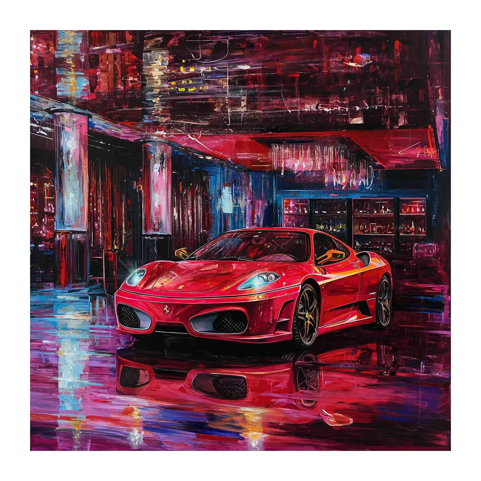 Luxury Red Sports Car Abstract Wall Art