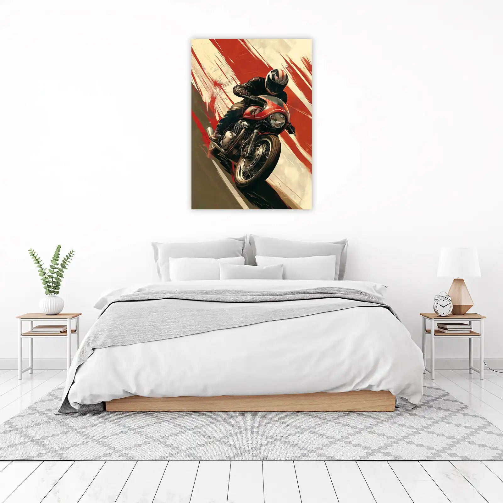 Dynamic Motorcycle Racer Wall Art