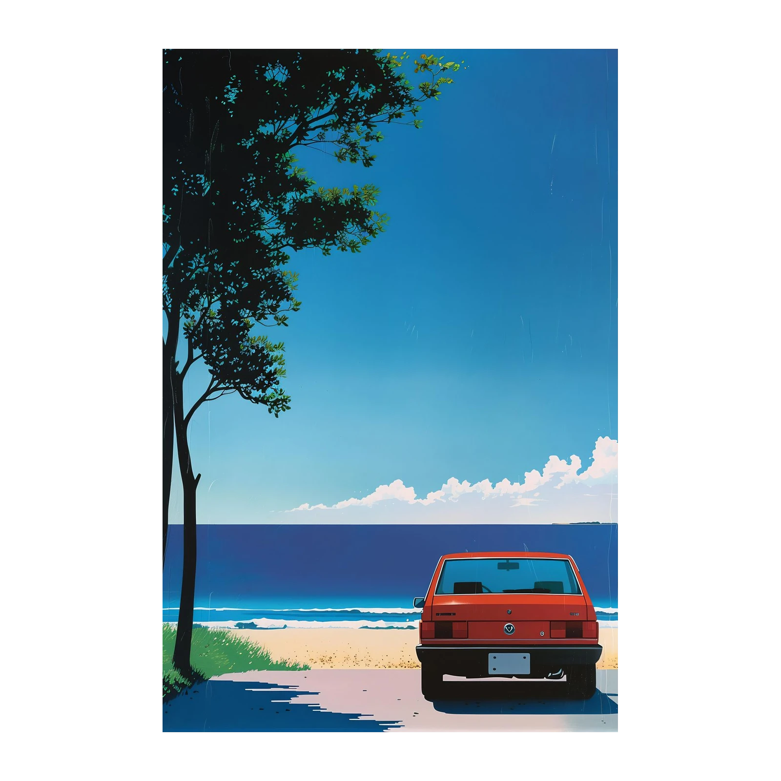 Retro Beach Drive Vintage Car Wall Art
