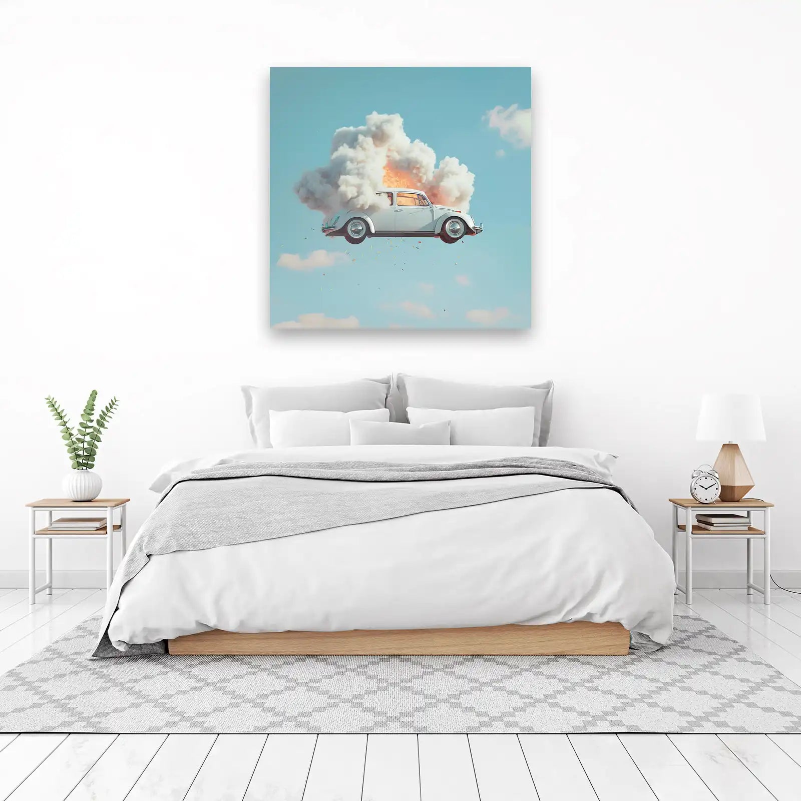 Retro Car Explosion Wall Art - Unique Wall Art