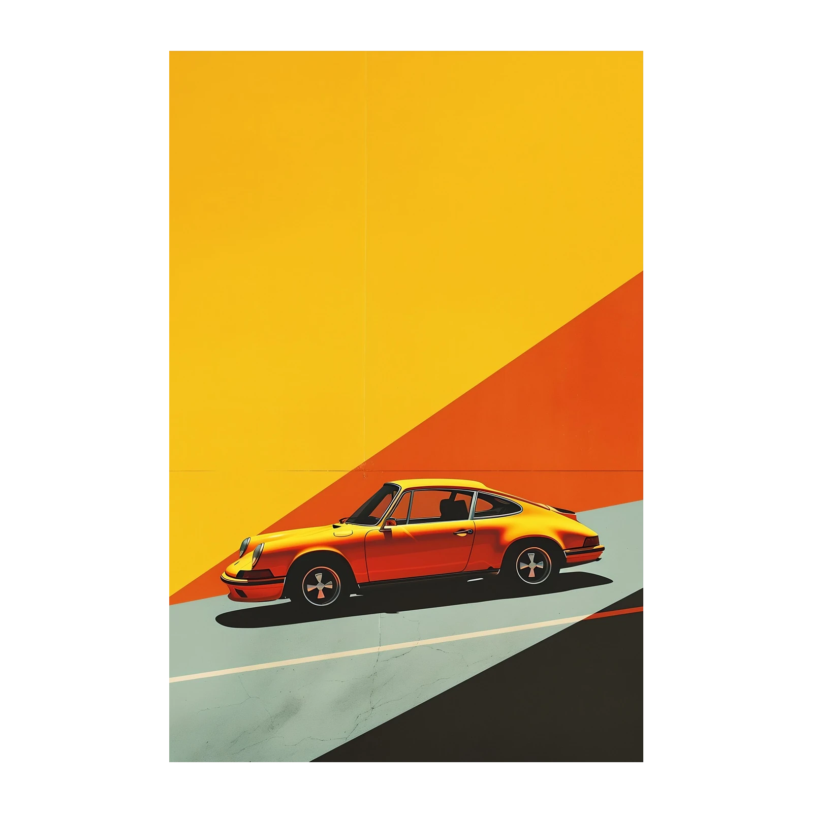 Retro Orange Porsche Wall Art Wall Art