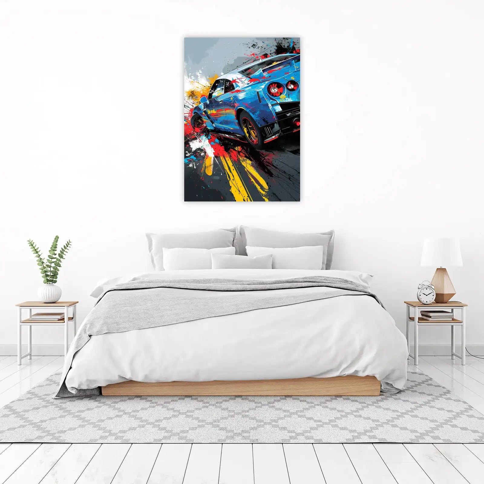 Vibrant Blue Sports Car 'Speed Demon' Wall Art