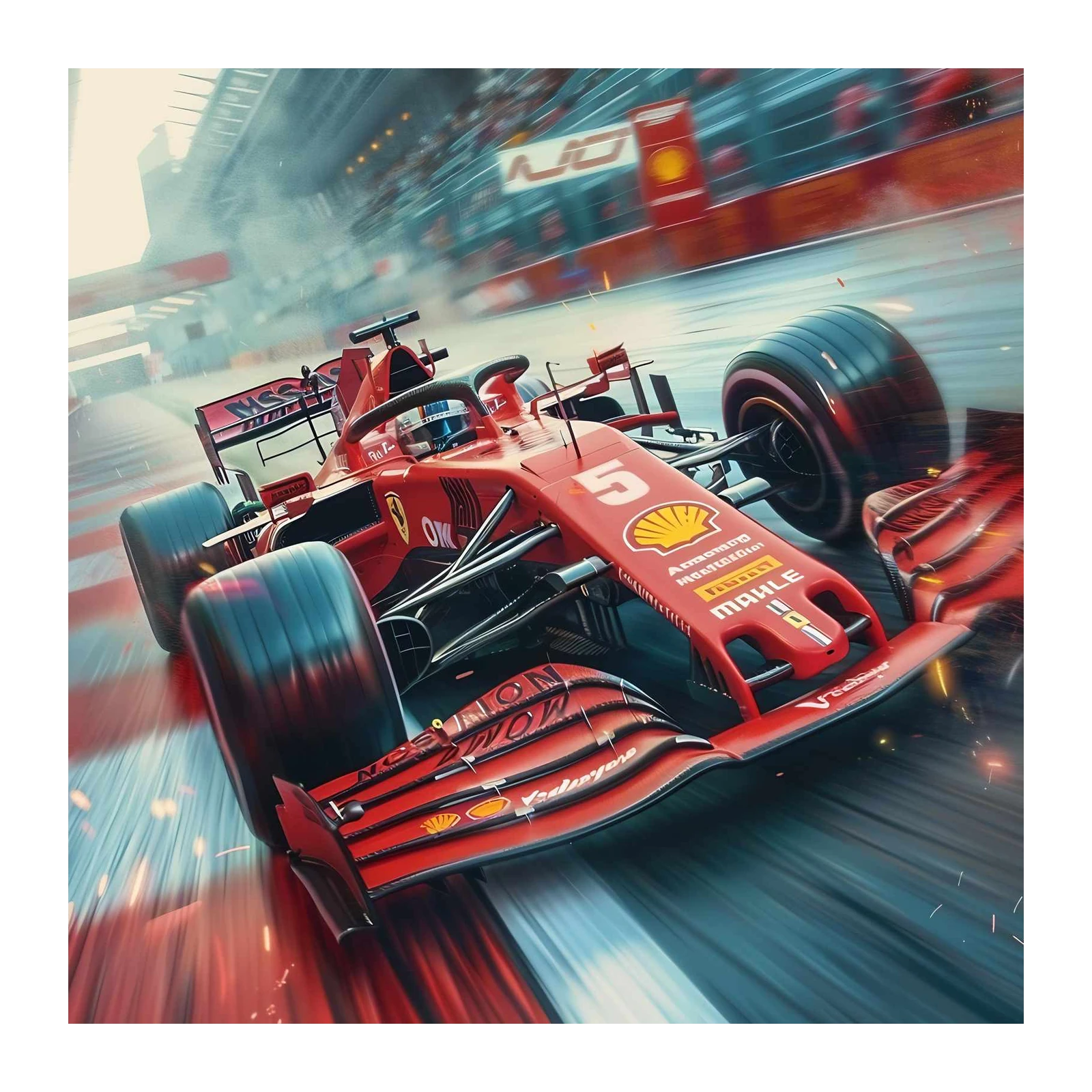 High-Speed Red F1 Car Racing Wall Art