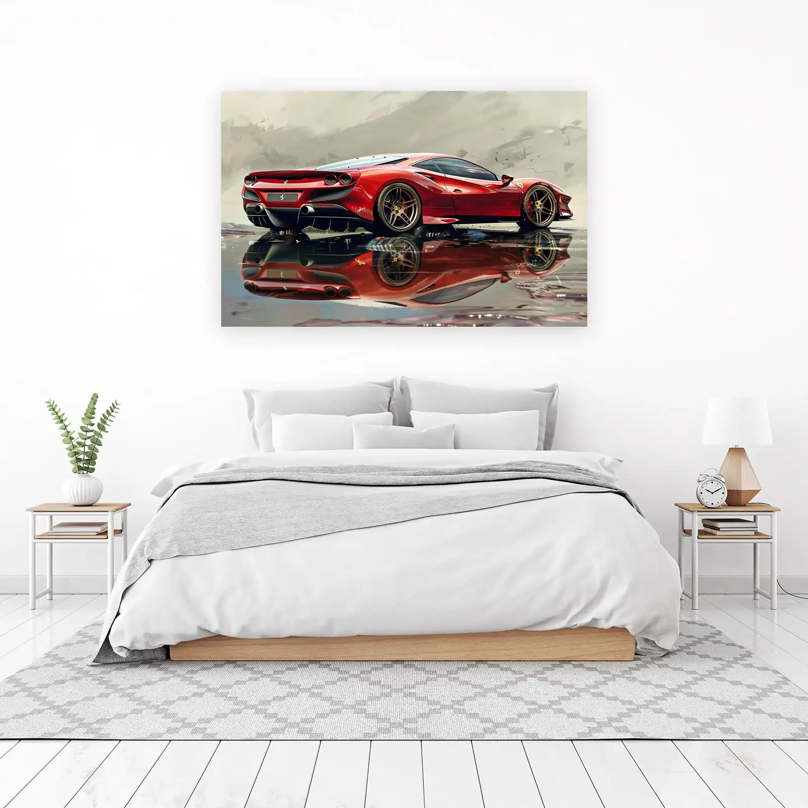 Red Ferrari Supercar Reflection Wall Art