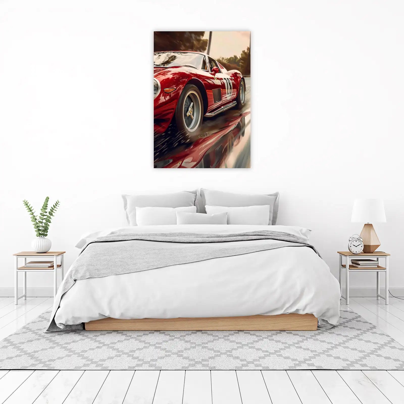 Vintage Red Ferrari Race Car Wall Art