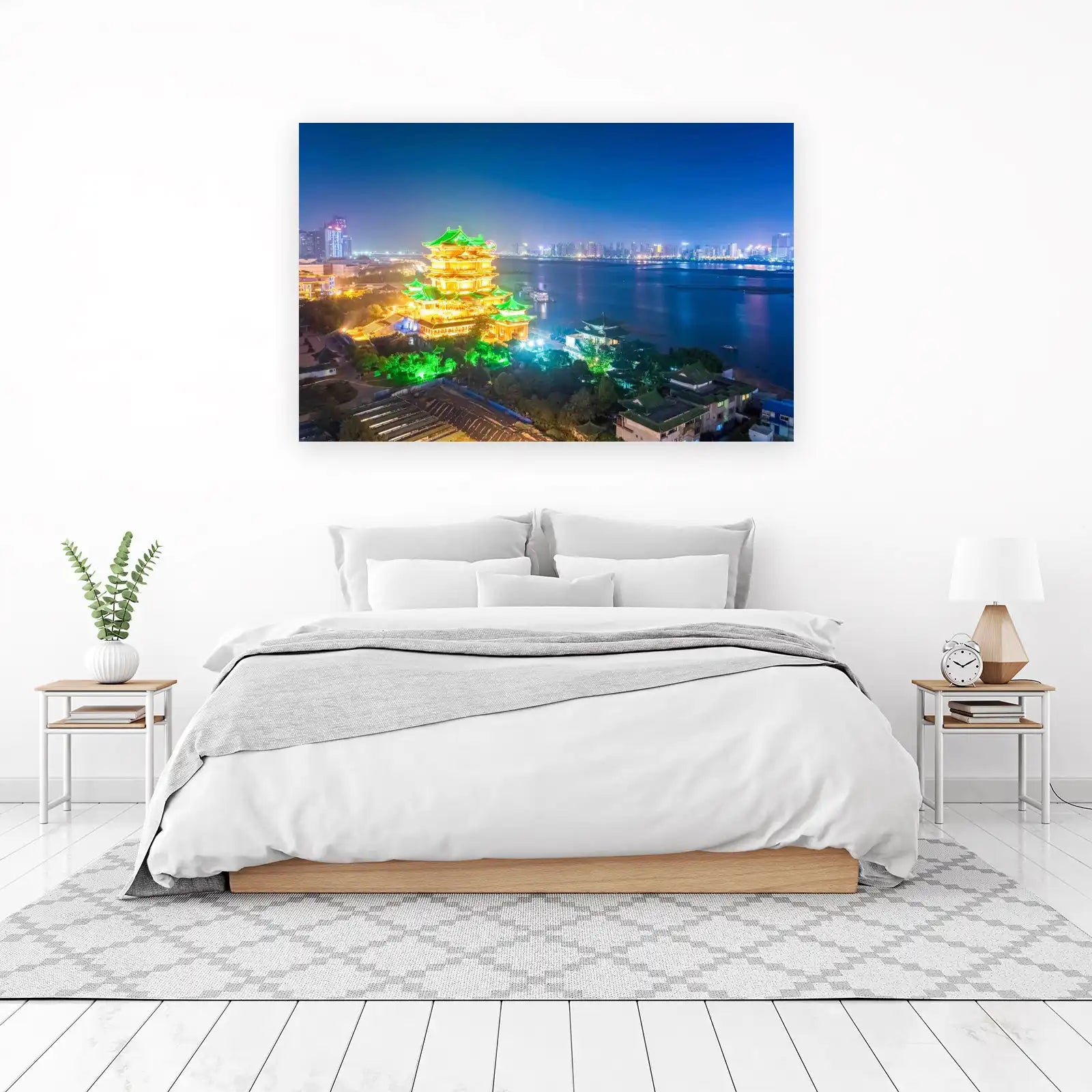 Vibrant Pagoda Cityscape Wall Art