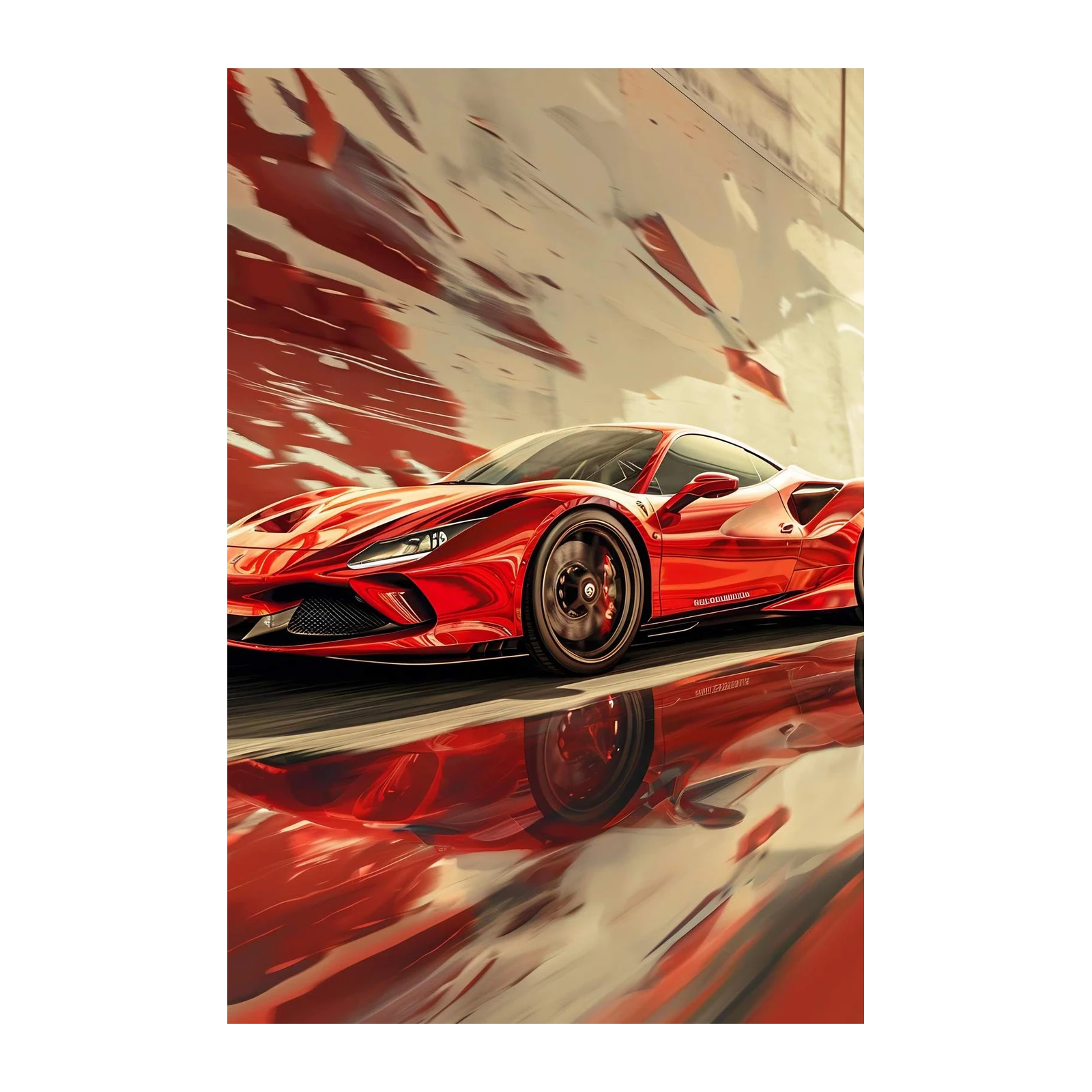 Speeding Red Supercar Wall Art Wall Art
