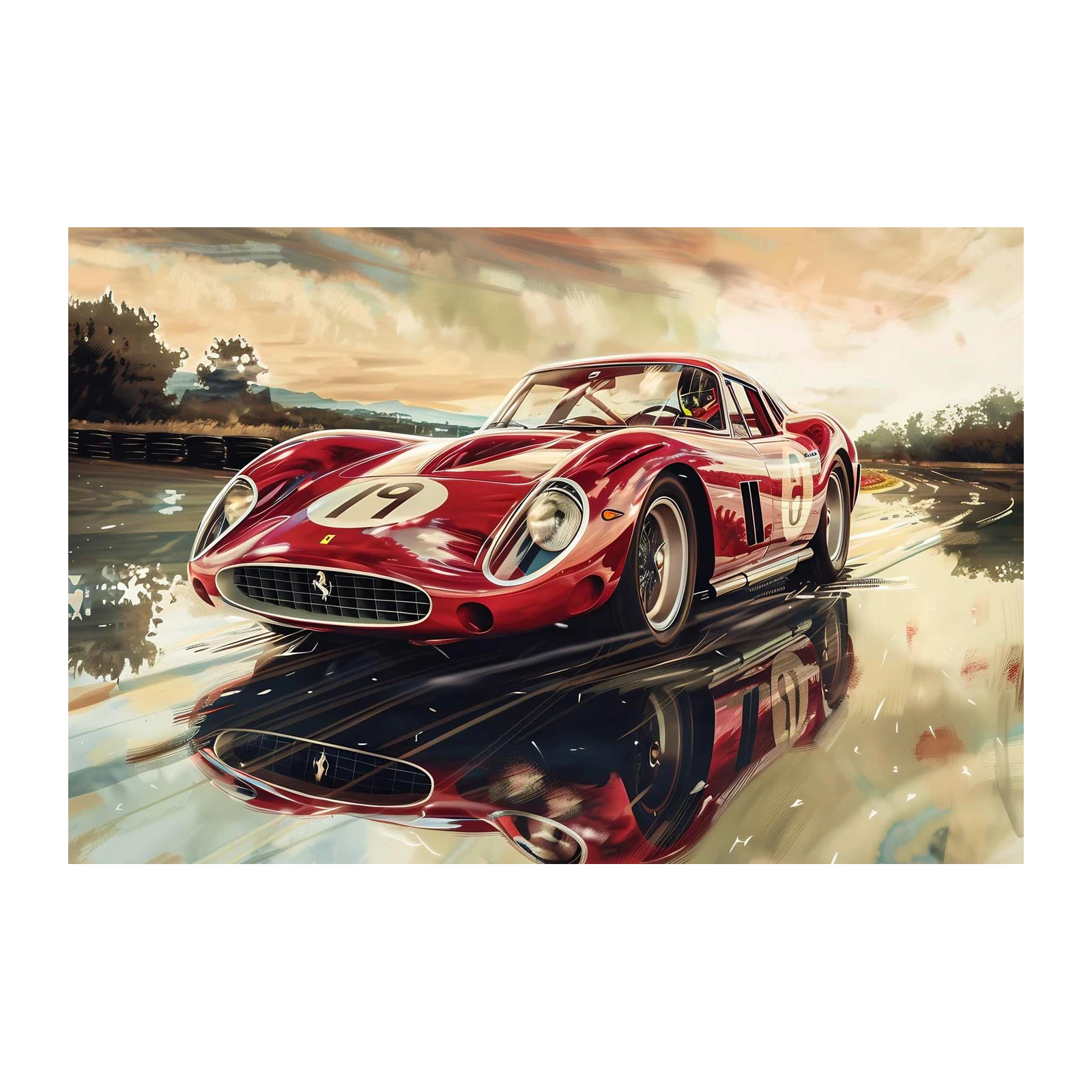Vintage Ferrari Racing Car Wall Art