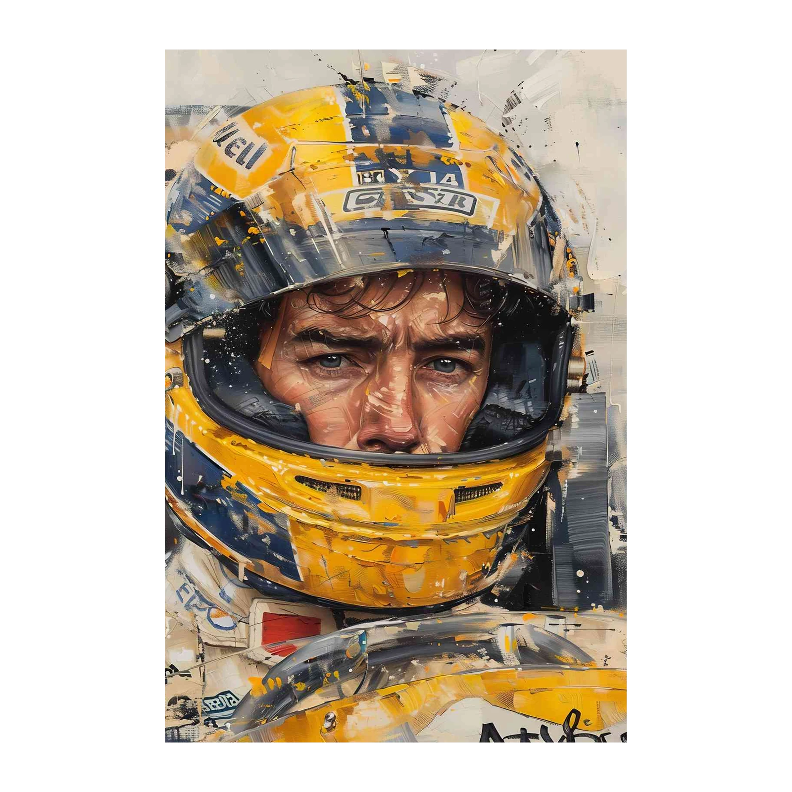 Intense F1 Driver Helmet Artwork Wall Art