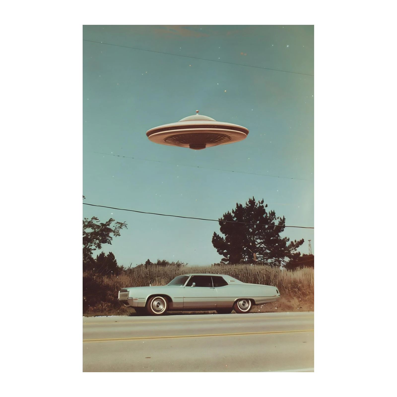 Retro UFO Sighting Car Wall Art