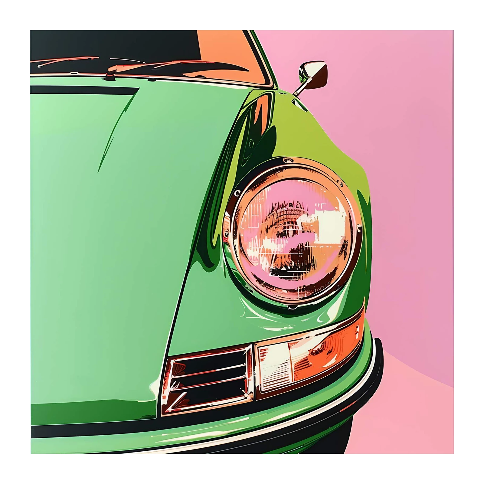 Retro Green Car Pop Art Wall Art