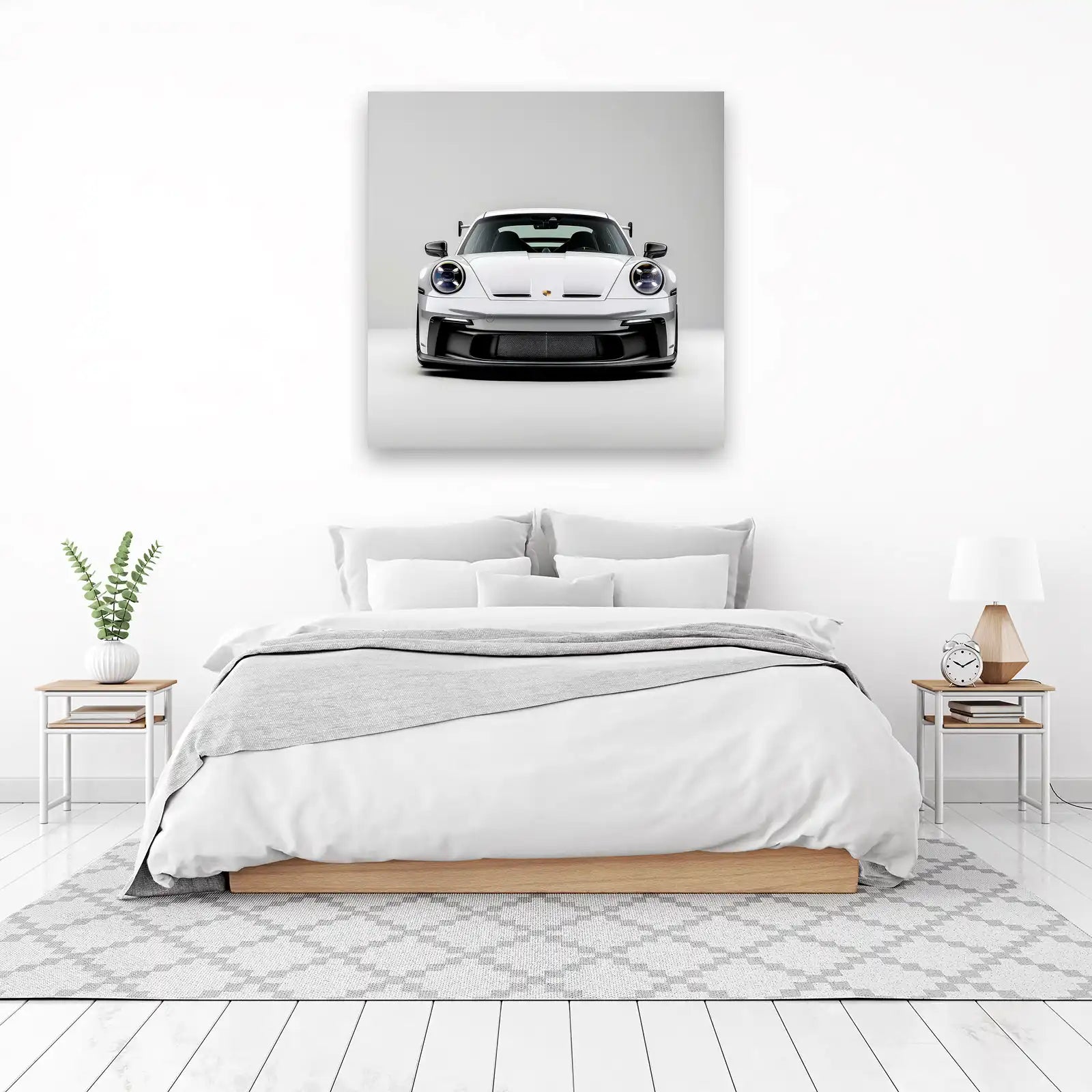 Modern White Porsche 911 GT3 Wall Art Wall Art