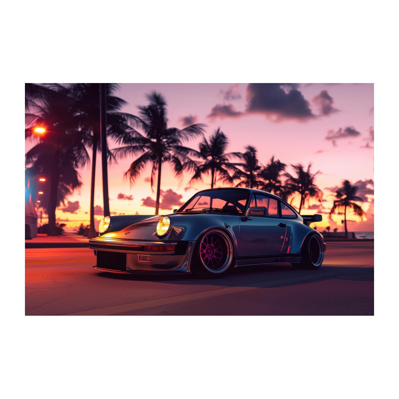 Retro Porsche Sunset Wall Art Wall Art