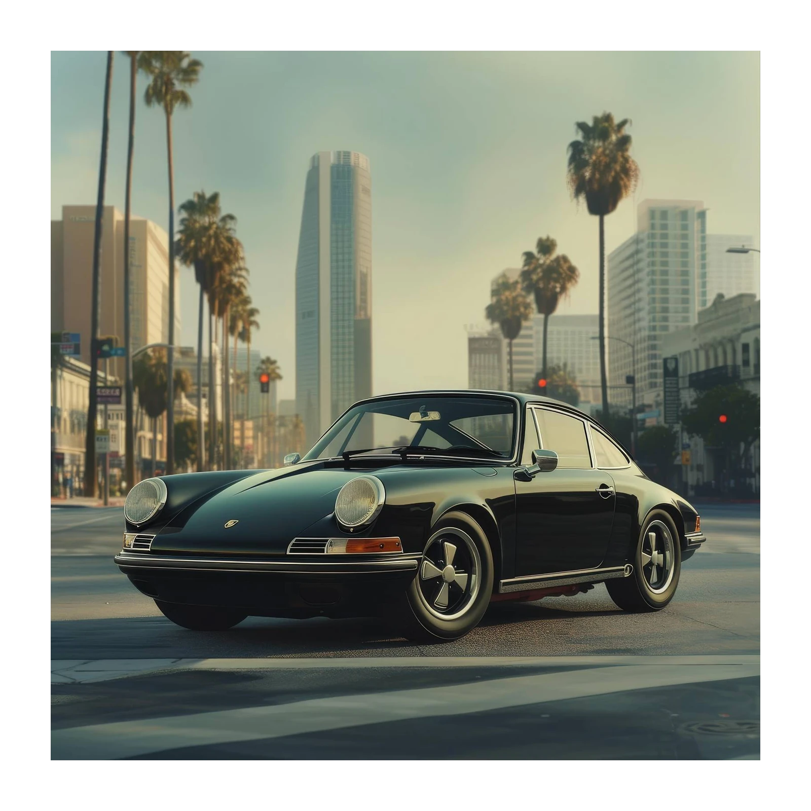 Vintage Porsche Cityscape Wall Art