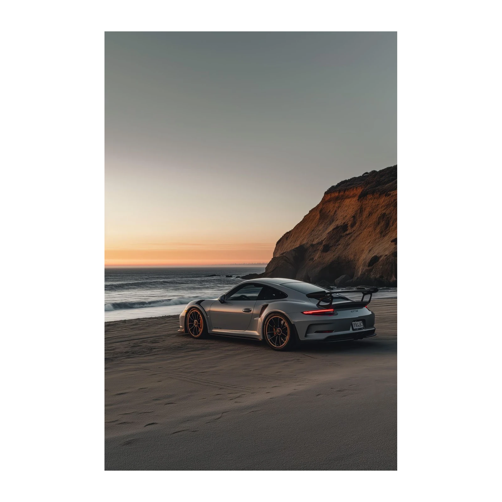 Luxury Porsche GT3 RS Beach Sunset Wall Art