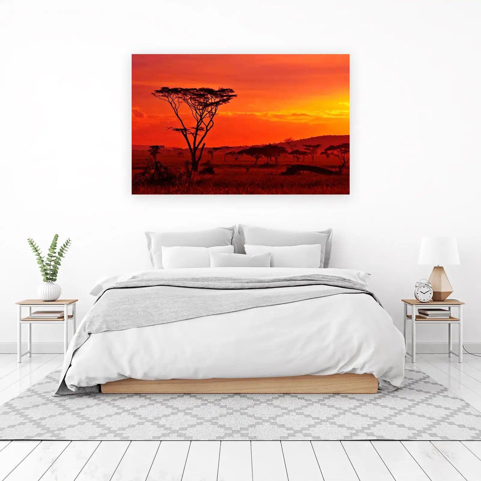 African Sunset Silhouette Tree Wall Art